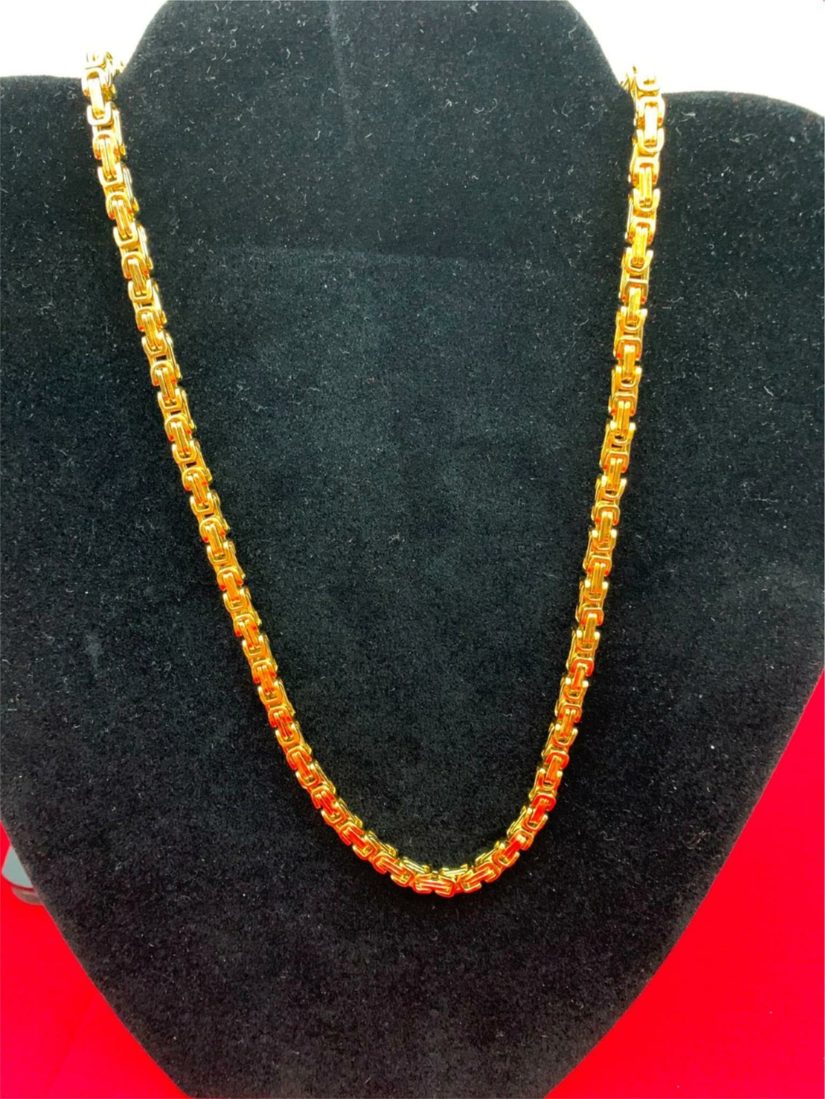 20″ STAINLESS STEEL GOLD 4MM BYZANTINE TURKISH BOX ROPE CHAIN NECKLACE