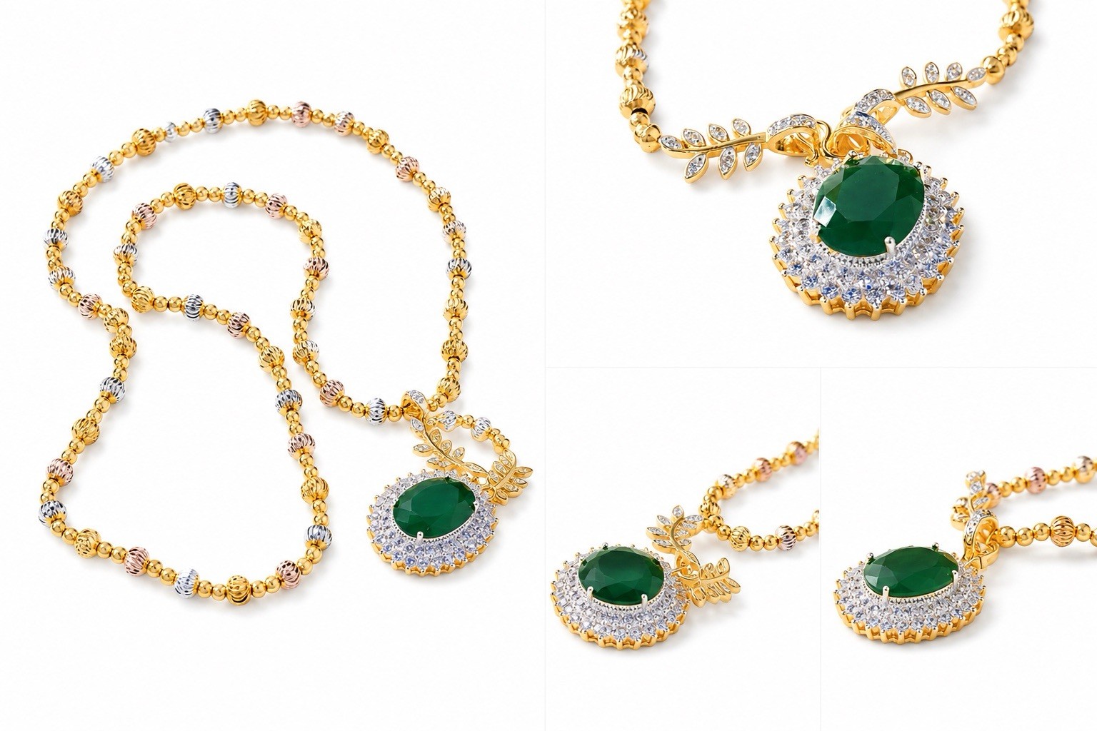 Luxury Gemstone Bracelet 24K Free Size Gold Plated Jewelry Fashion Women 50 Cm