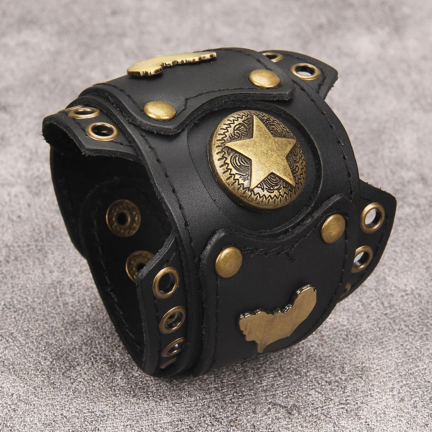 Punk Leather Cuff Bracelet Adjustable Straps Wrap Bracelets Arm Armor Cuff Gothi