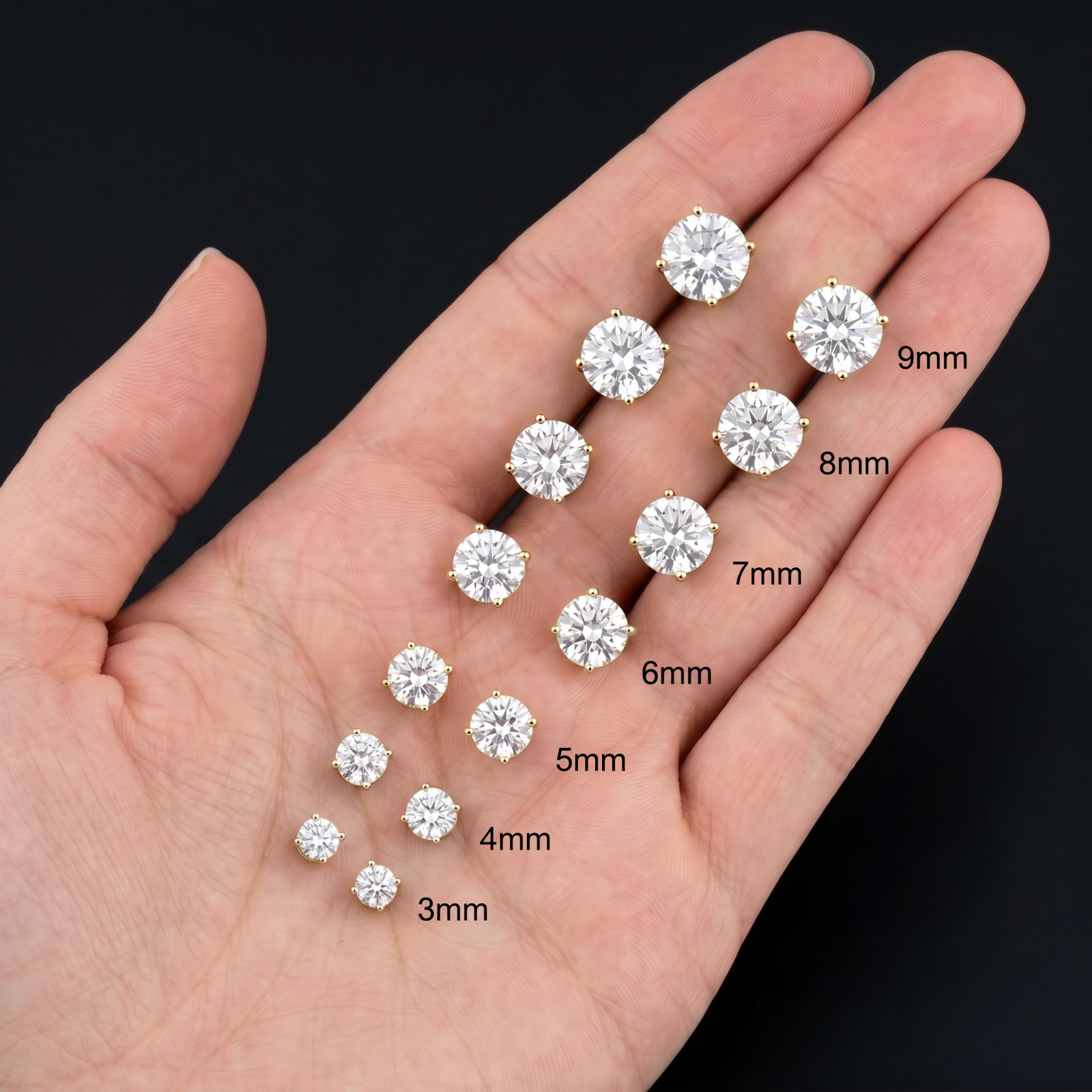 Sterling Silver 925 Solid Round Brilliant Cut Cubic Zirconia Stud Gift Earrings