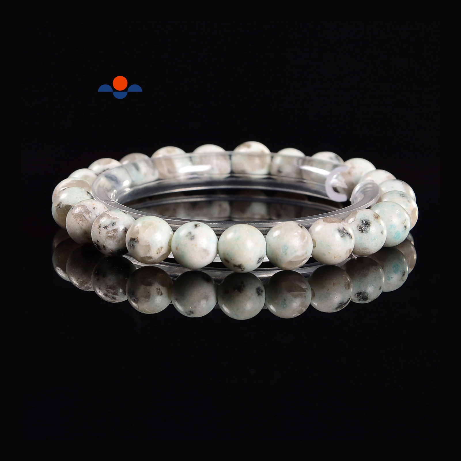Sesame Kiwi Jasper Matte Round Elastic Bracelet Size 6mm 8mm 12mm 7.5” Length