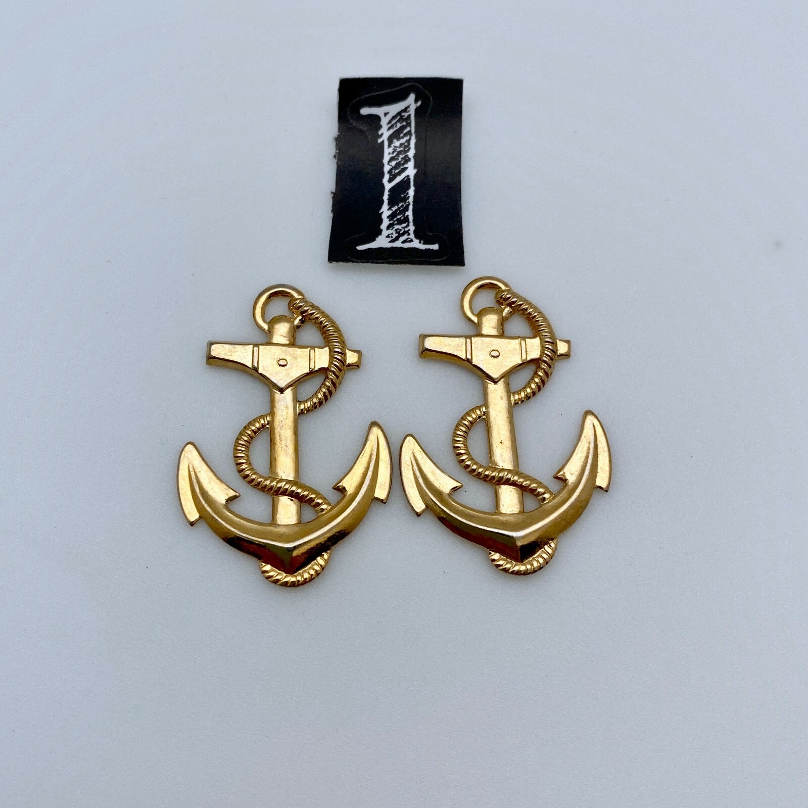 Pair Of Vintage Brass Plated Anchor Pendants (MP50)