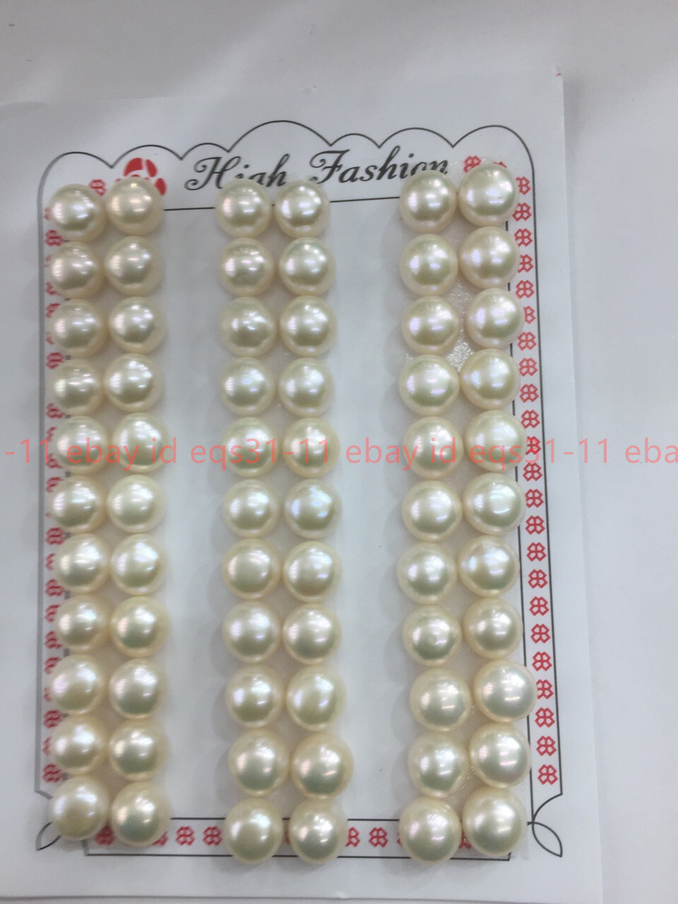 8-9mm Genuine White Freshwater Pearl Half-drilled Beads For DIY Earring 33 Pairs