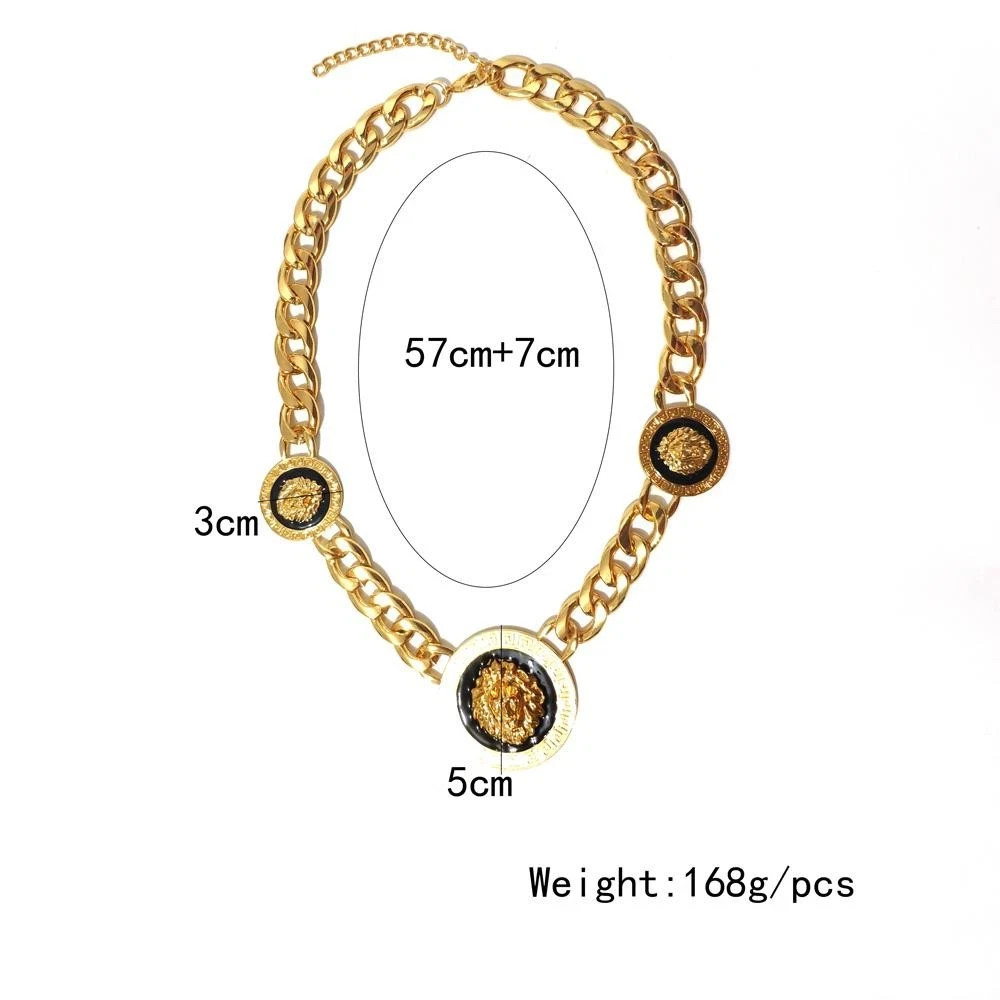 Lion Head Decor Chain Necklace Creative Necklace Choker Chain Chunky Jewelry US