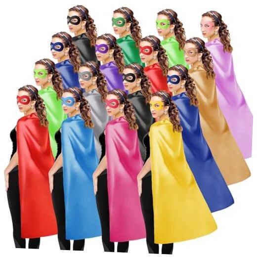 Heroic Party Capes Masks for Adults Women Men Party Capes for 16 Multicolor