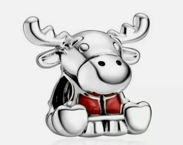 🦌🍁 1 piece European charm – Canada Moose – Maple Leaf silver & red spacer