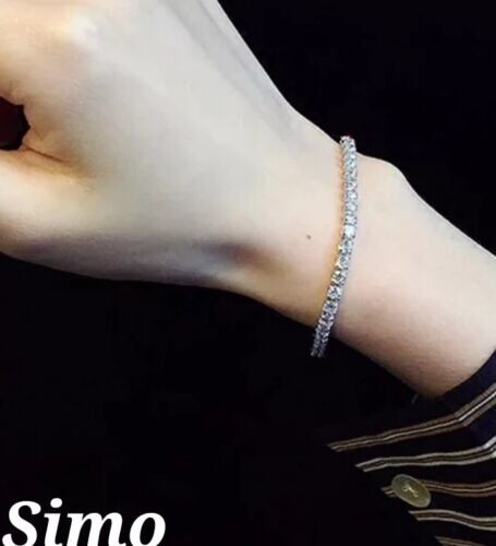 WOMENS MENS TENNIS STYLE ADJUSTABLE STEEL BRACELET WHITE LIGHT SEXY GIFT