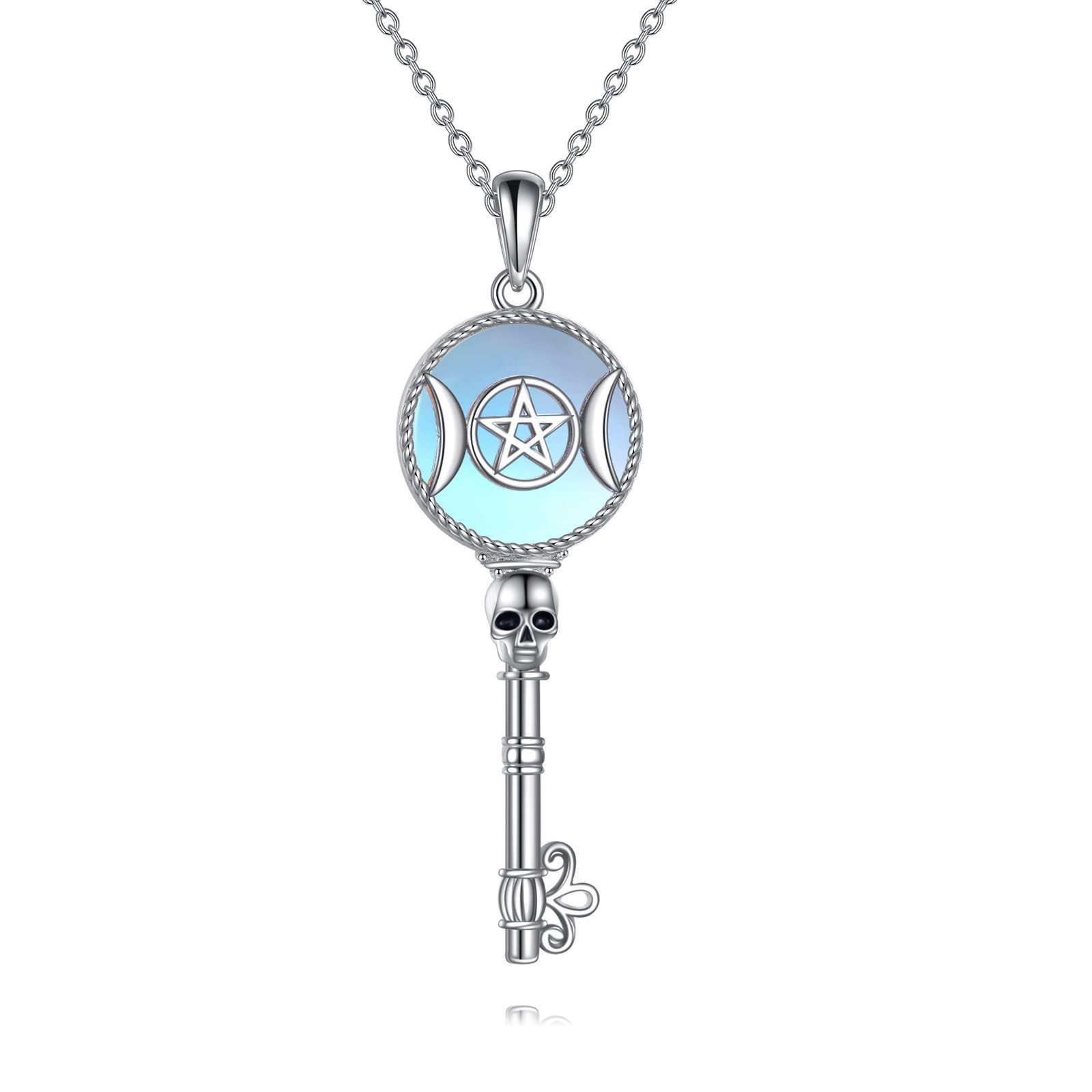 Hecate Necklace Moonstone Star of David Amulet Pendant Necklace Sterling Silver
