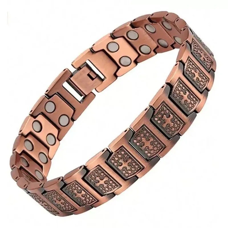 Copper Magnetic Bracelet for Men 3X Strength Magnets Adjustable with Sizing Tool