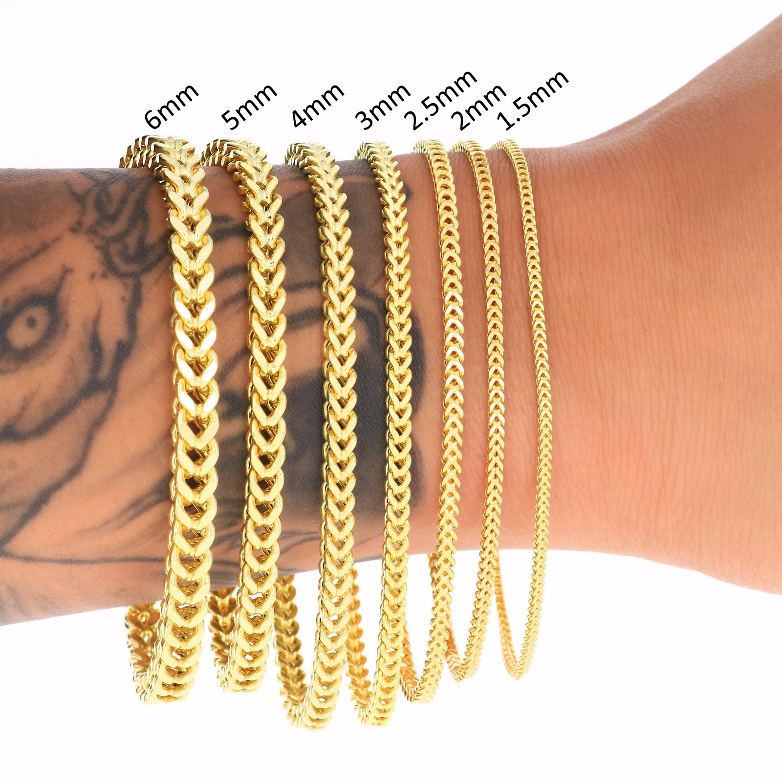 10k Yellow Gold 1.5mm-6mm Franco Box Bracelet Chain Men Women 7″ 7.5″ 8″ 8.5″ 9″