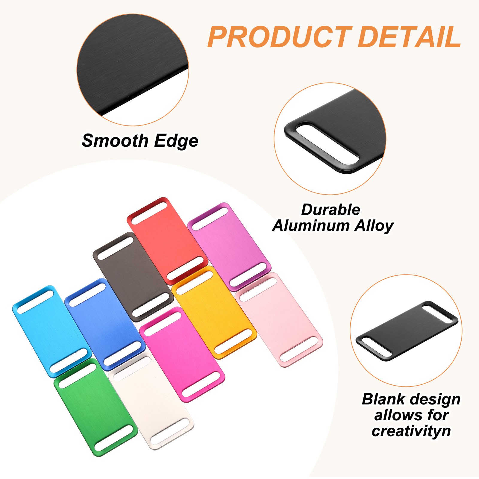 10Pcs Anodized Aluminum Blank Tags 43 mm Sided Pet ID Stamping Tags Black