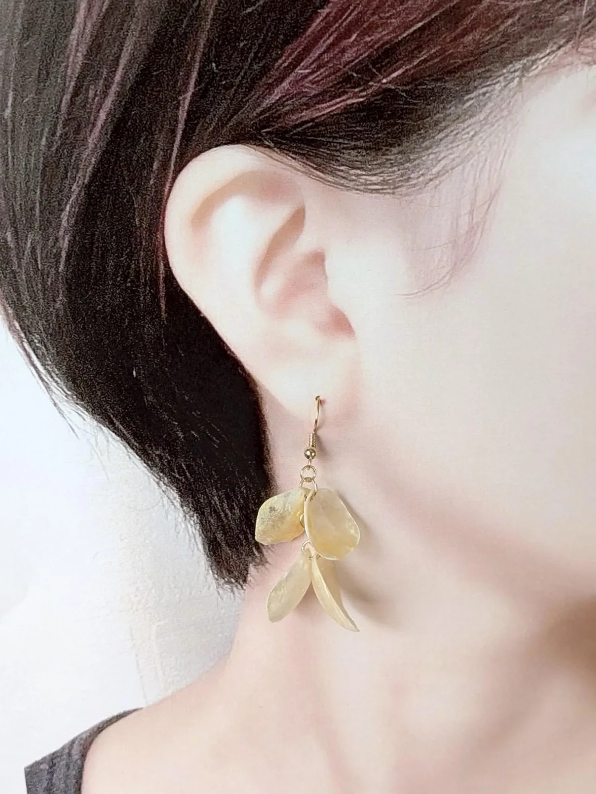 Handmade Japanese Luster Shell Dangle Earrings, 5.5cm Long Drop Pearl Shell Jewe