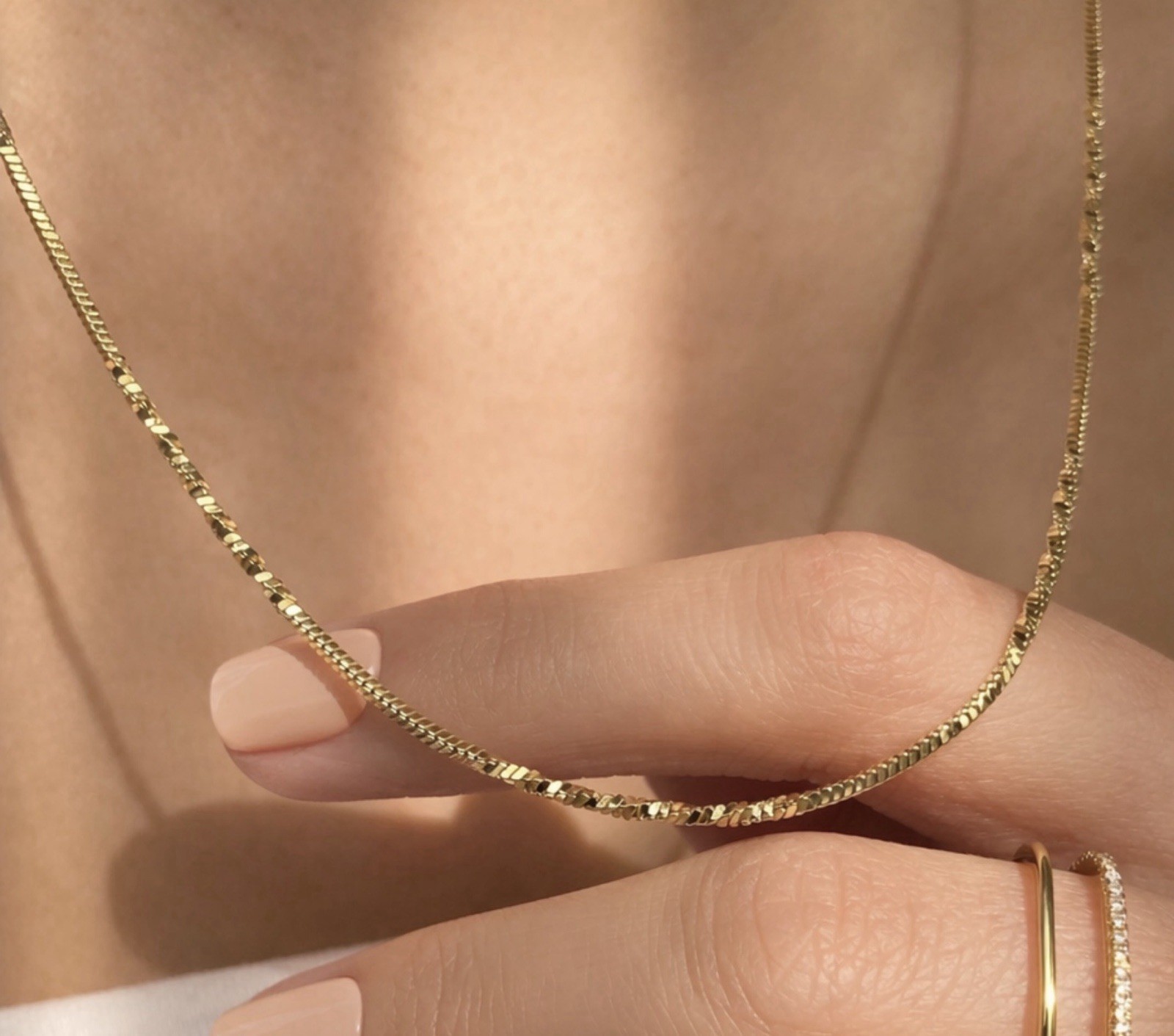 14K Gold Plated Sparkle Glitter Chain Necklace 18″ Waterproof Non-Tarnish NWT