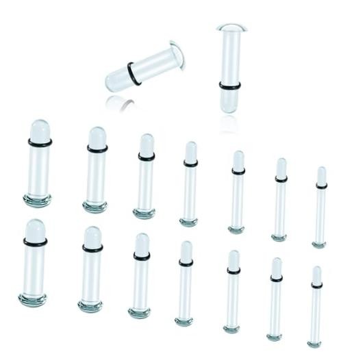 Glass Ear Stretching Kit 0.5mm Increment Gauges 1.2mm-4mm (16g-6g) Transparent
