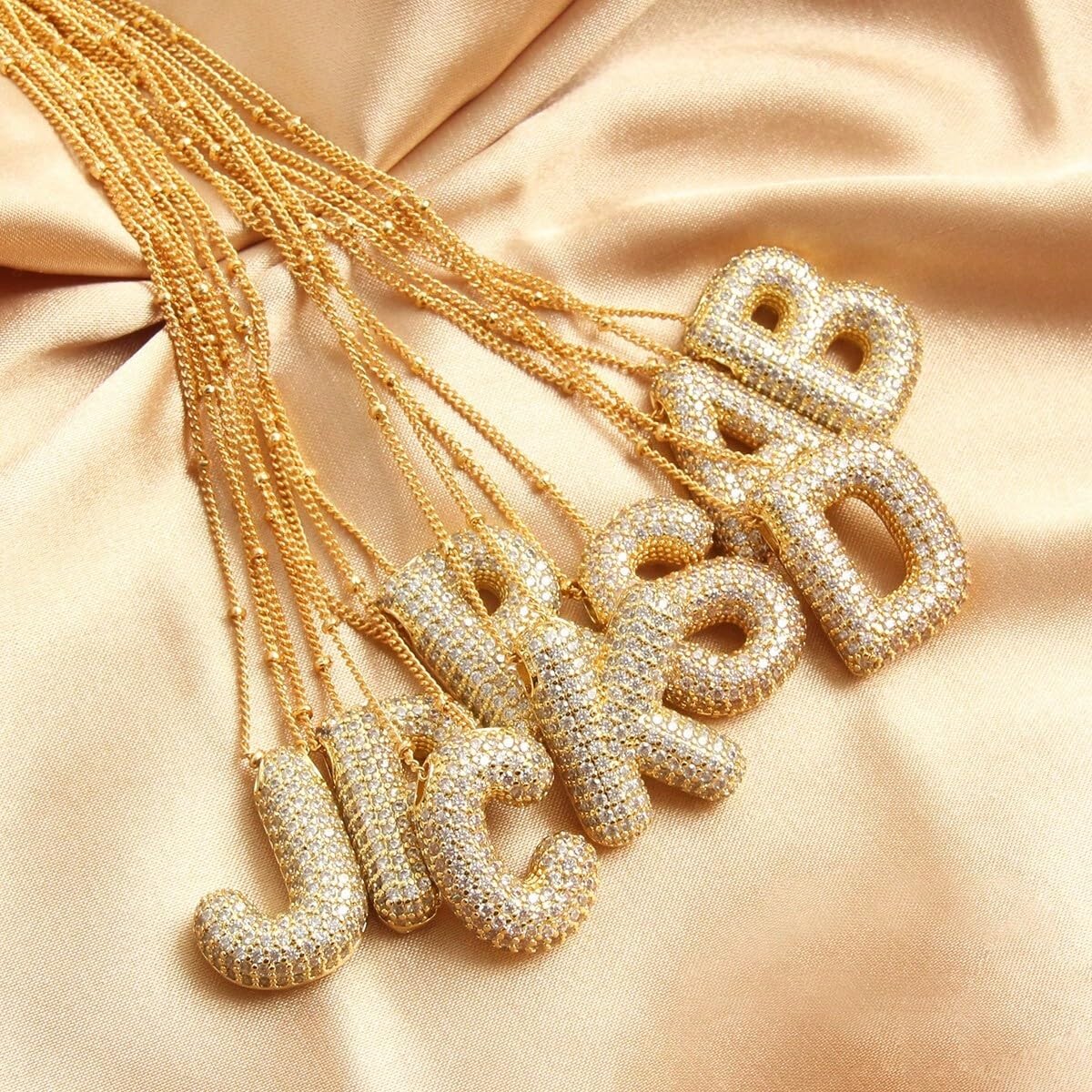 Bubble Letter Letter Necklace for Women Teen Dainty Balloon Initial Necklaces…