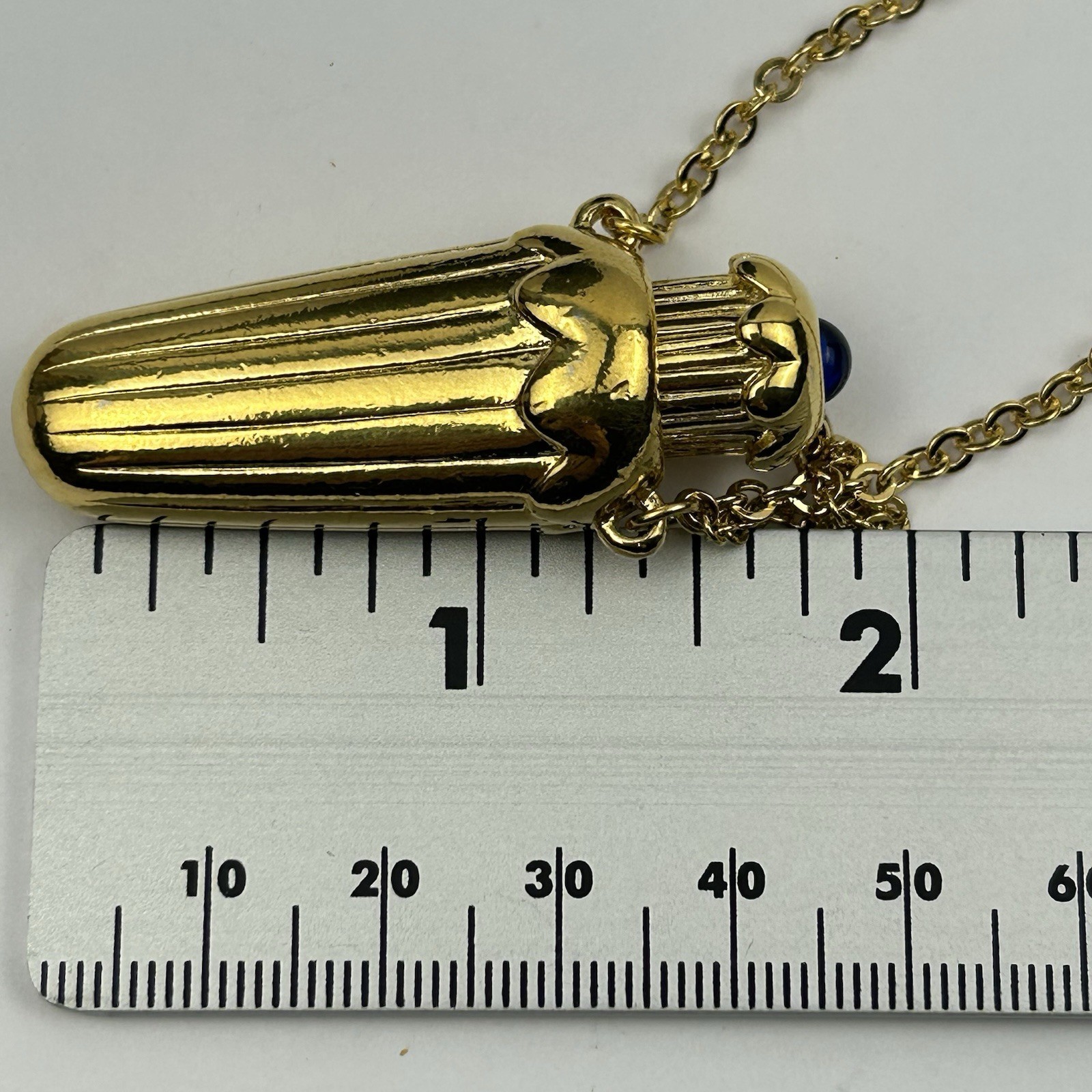 VTG Avon 1990 Falcon Ever After Perfume Bottle Pendant Necklace Blue Stone 30″