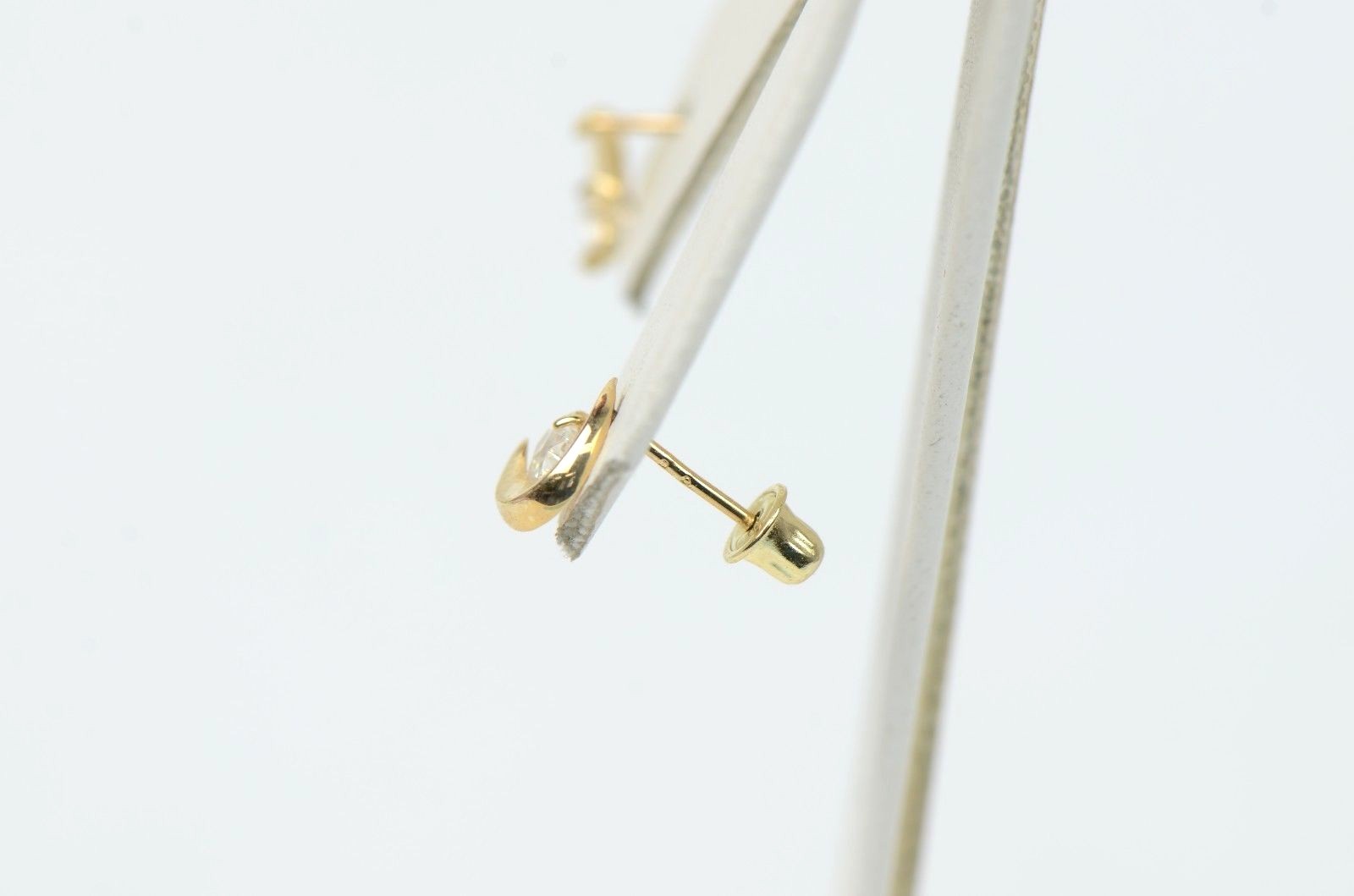 14k Yellow Gold Moon and Star Stud Earrings