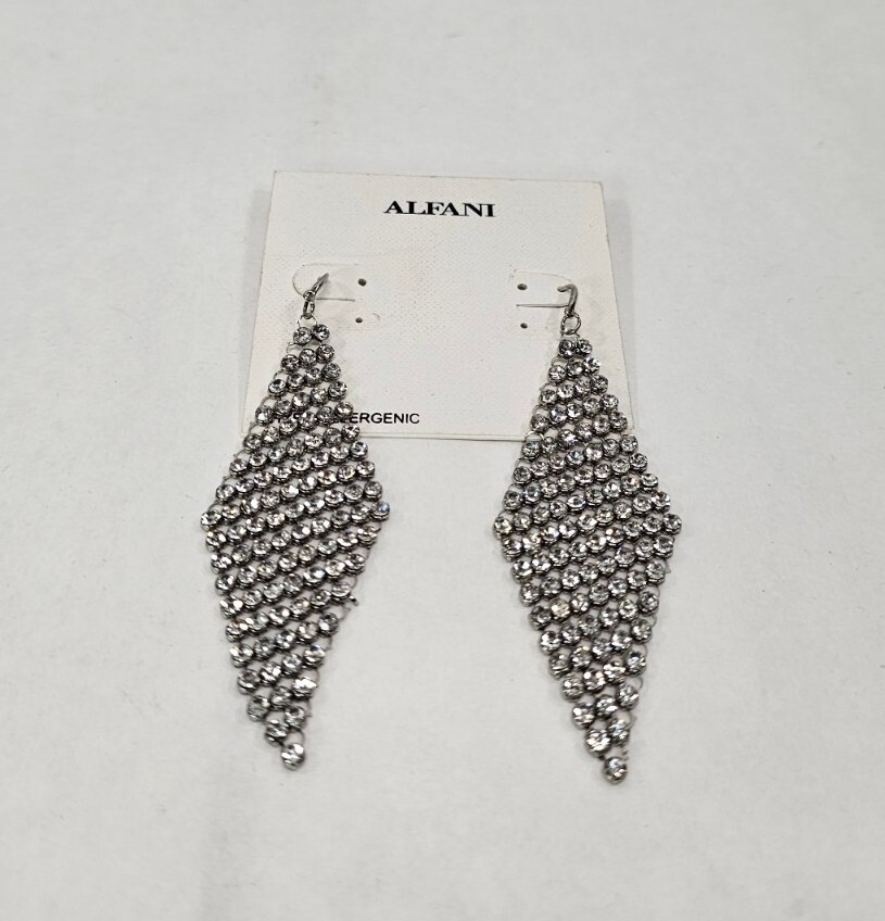 Alfani Crystal Mesh Drop Earrings (See Picture)-New From Macy’s