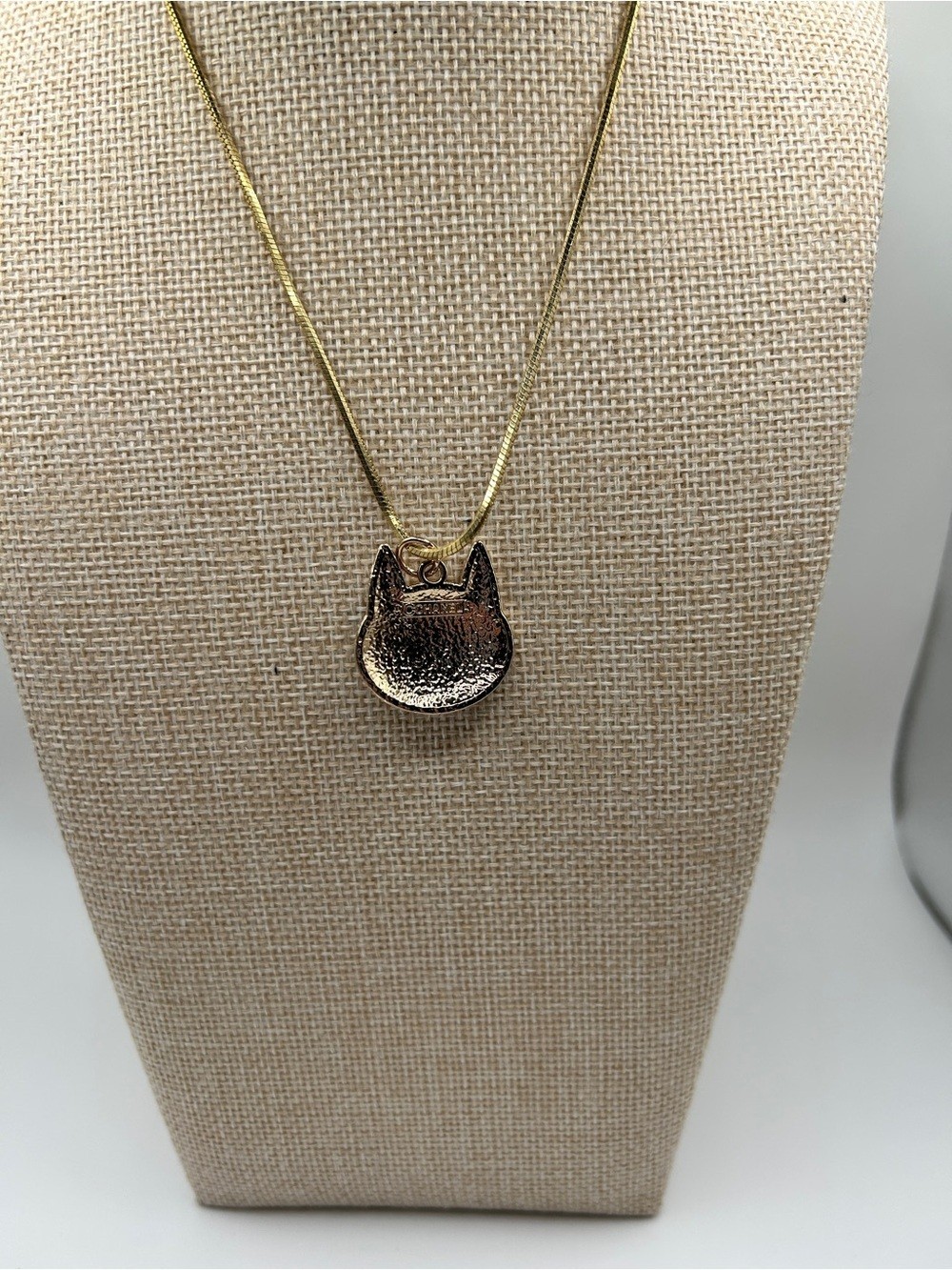 Chanel gold and black enamel Cat Pendant Necklace on gold chain