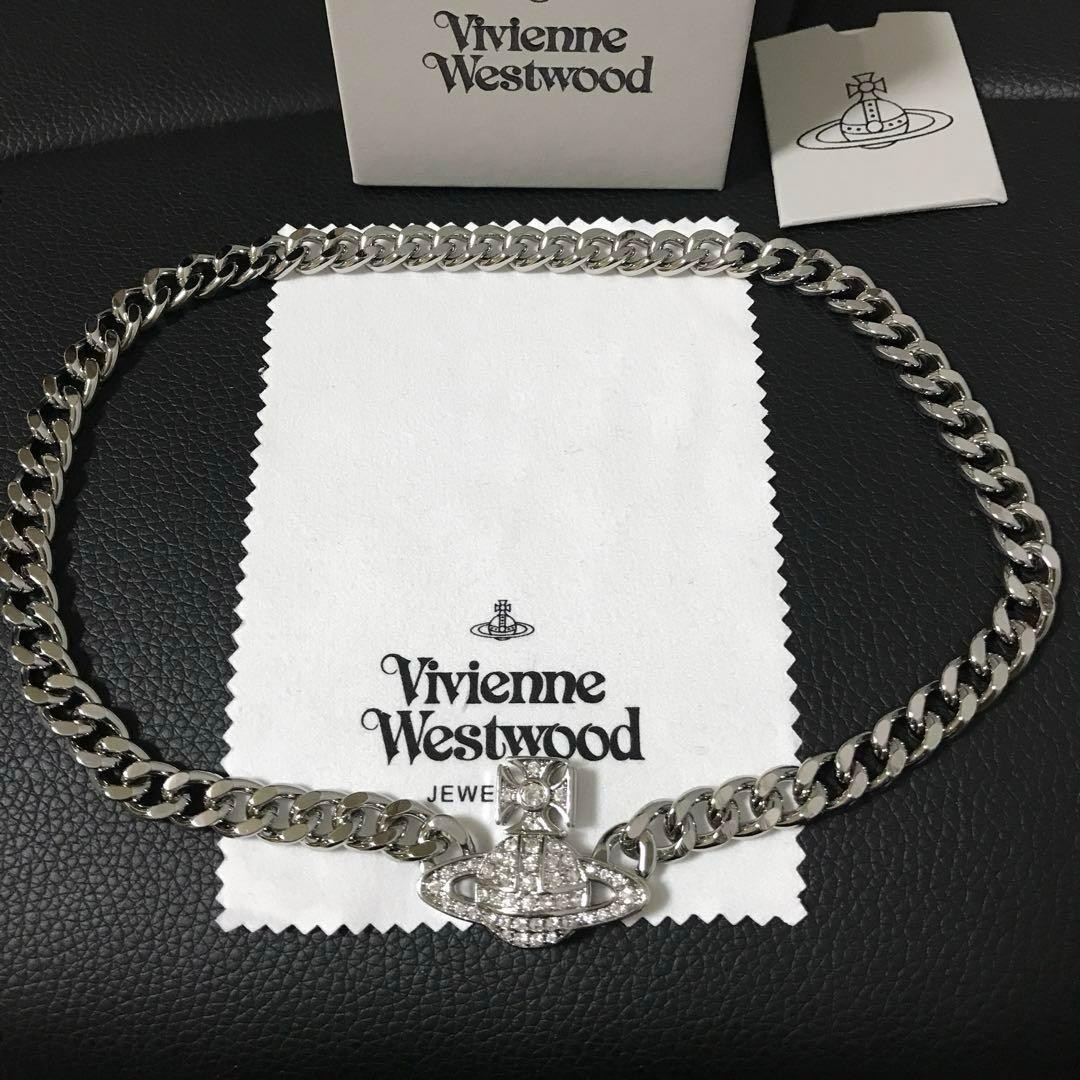 Vivienne Westwood GRAZIELLA Silver Orb Necklace Choker Chain In Box/Drawstring