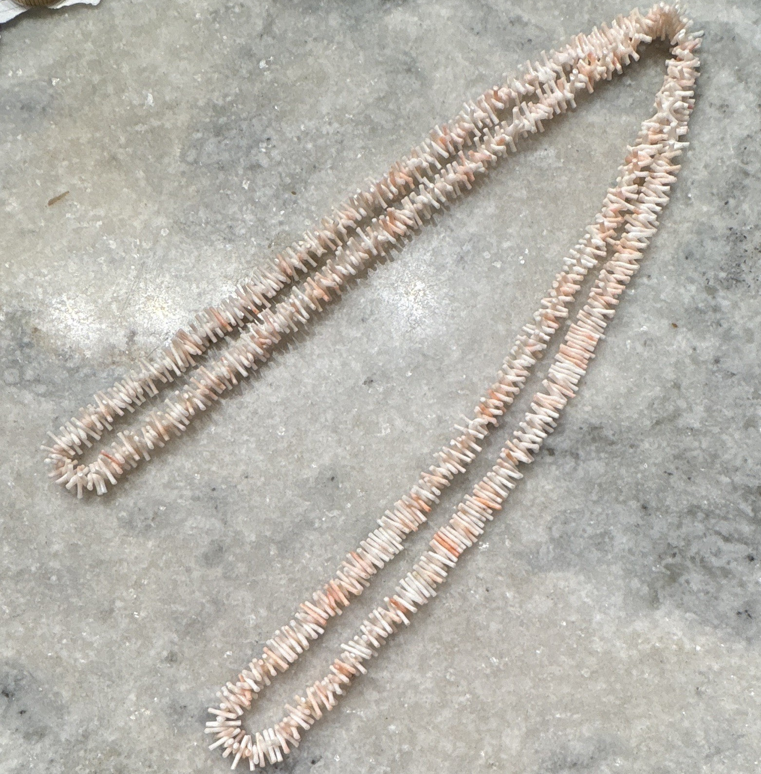 Pink & White Vintage Branch Coral 30 inch Necklace 1950’s