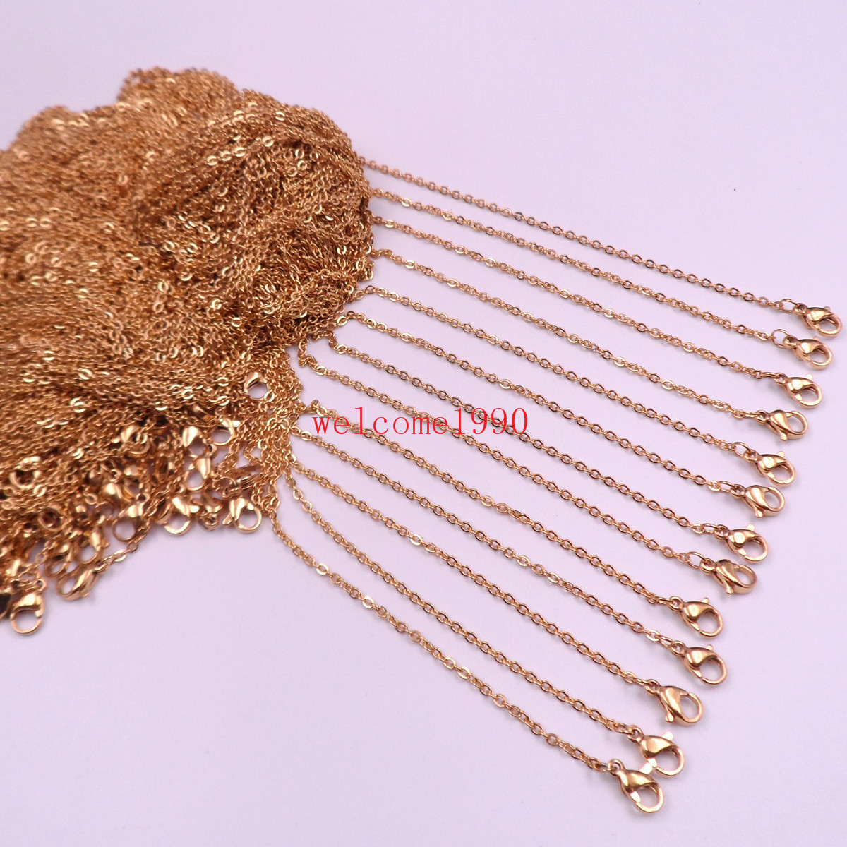 Lot 100pc Gold Stainless Steel Tiny flat soldered Chain Necklace 2mm 45cm (18”)