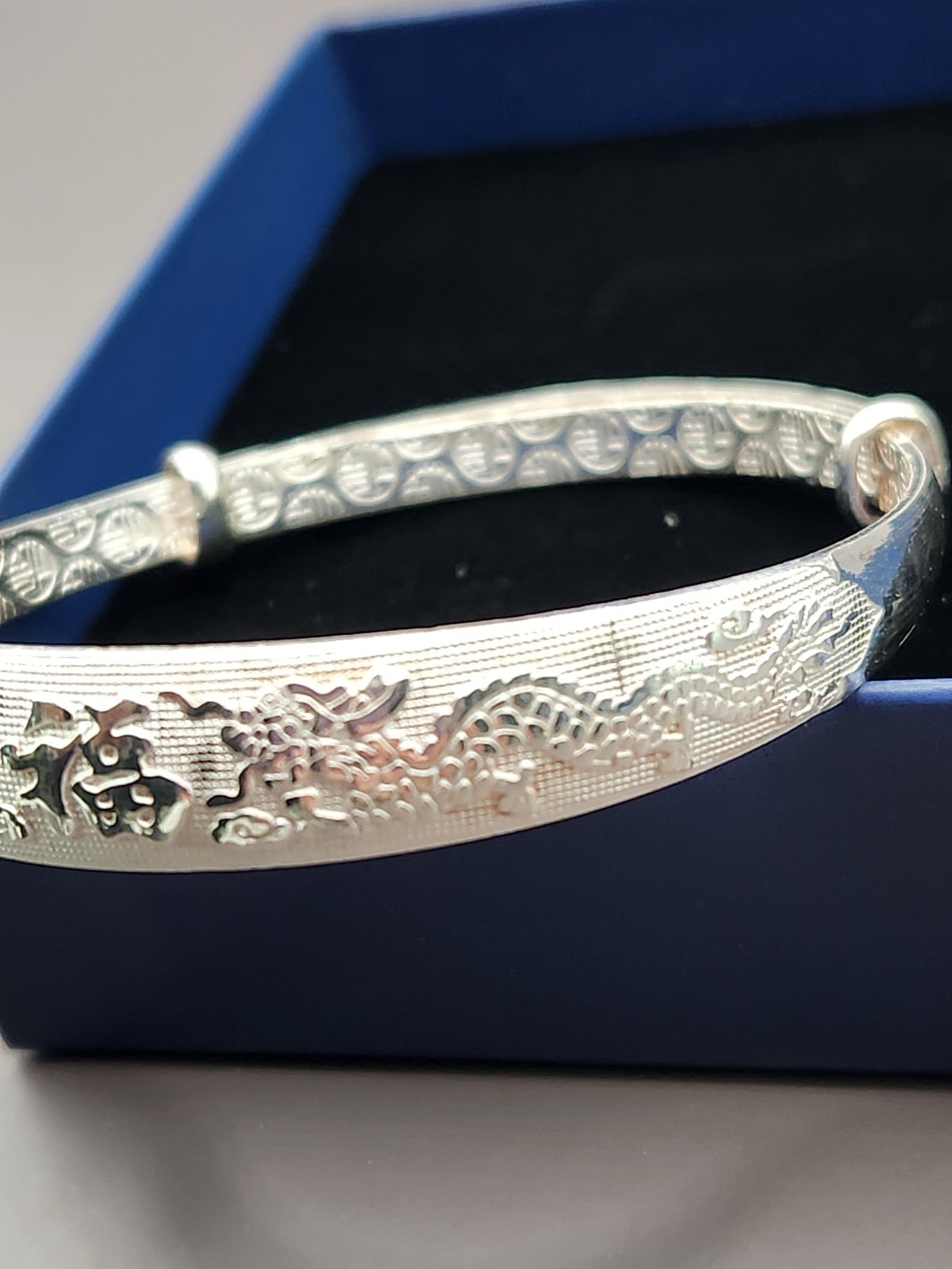 925 Silver Plated Adjustable Bangle Bracelet Women Fashion Jewelry