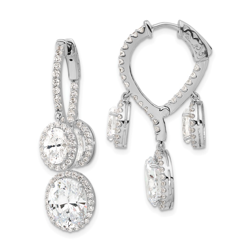 37.75mm Sterling Silver Polished CZ Fancy Dangle In & Out Earrings
