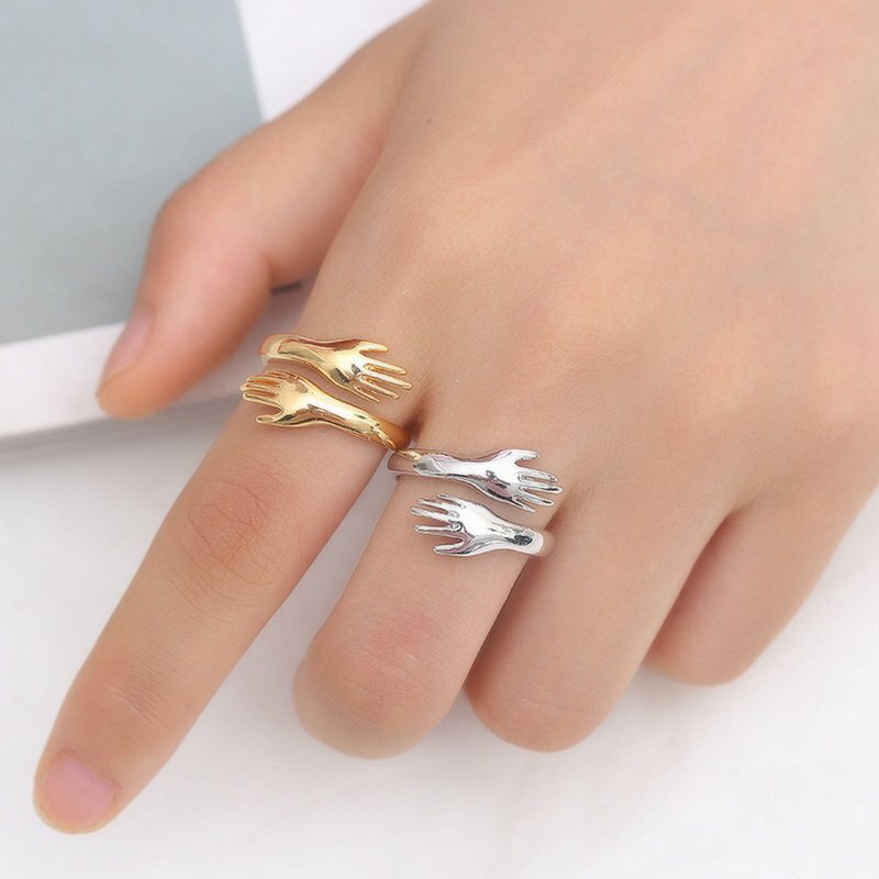 Fashion Silver Punk Adjustable Opening Palm Ring Women Men Jewelry Gifts Hot
