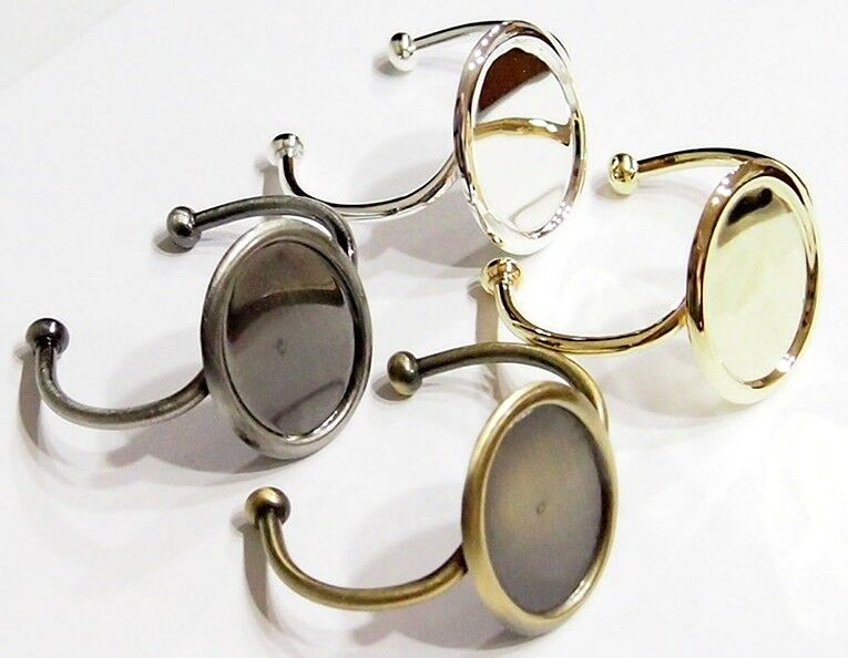 4 Colors 40x30mm Single Design Cuff Bracelet Settings for Cameos, Cabs or Glass