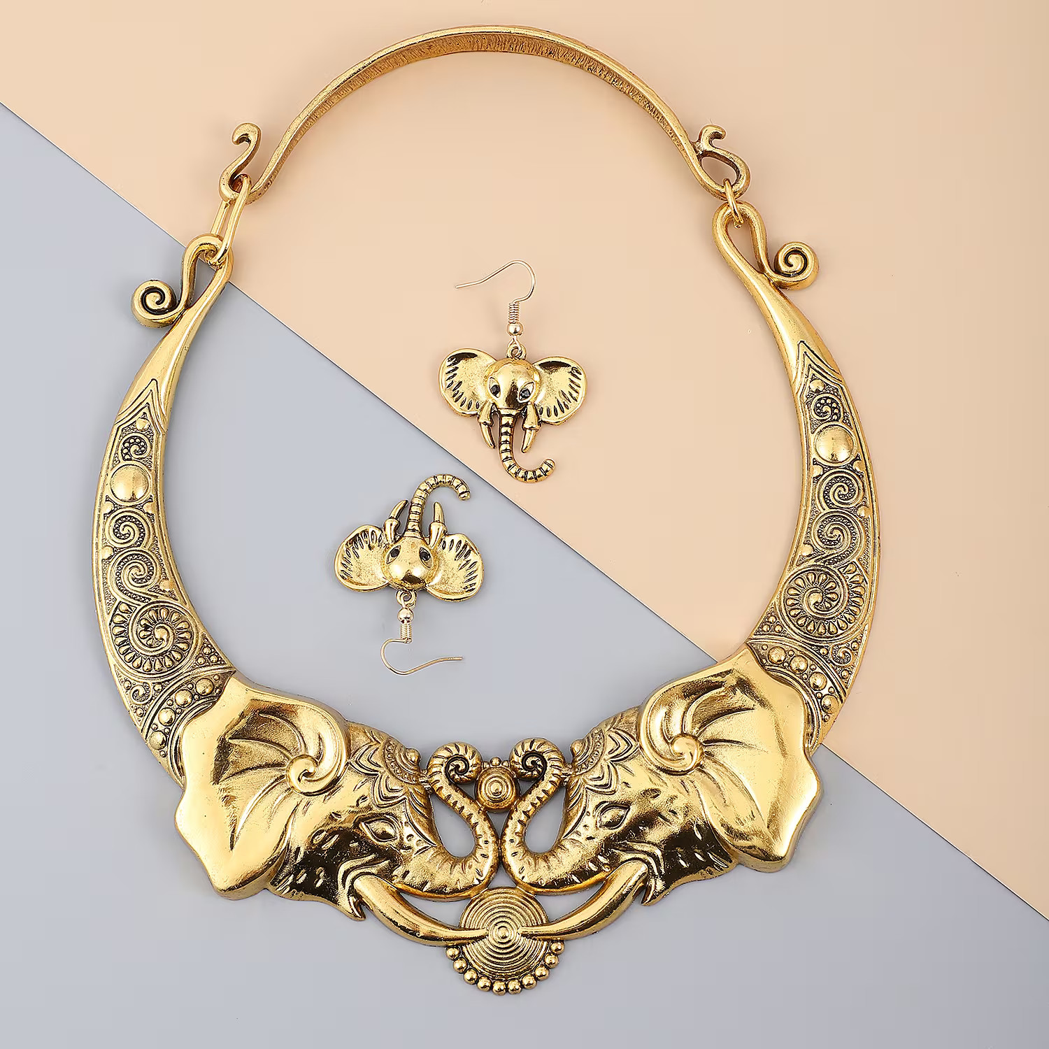 Elephant Earrings Necklace Set Stainless Steel Jewelry For Her Size 16″