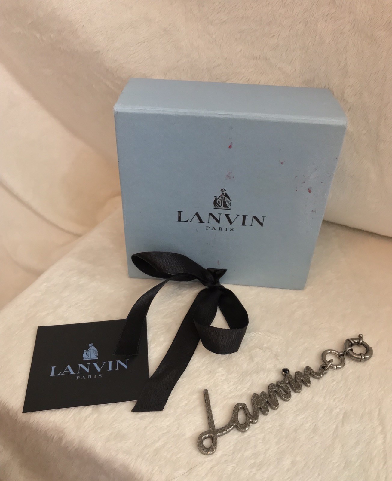 New LANVIN Silver L-A-N-V-I-N Key Chain, Charm, 6” Length