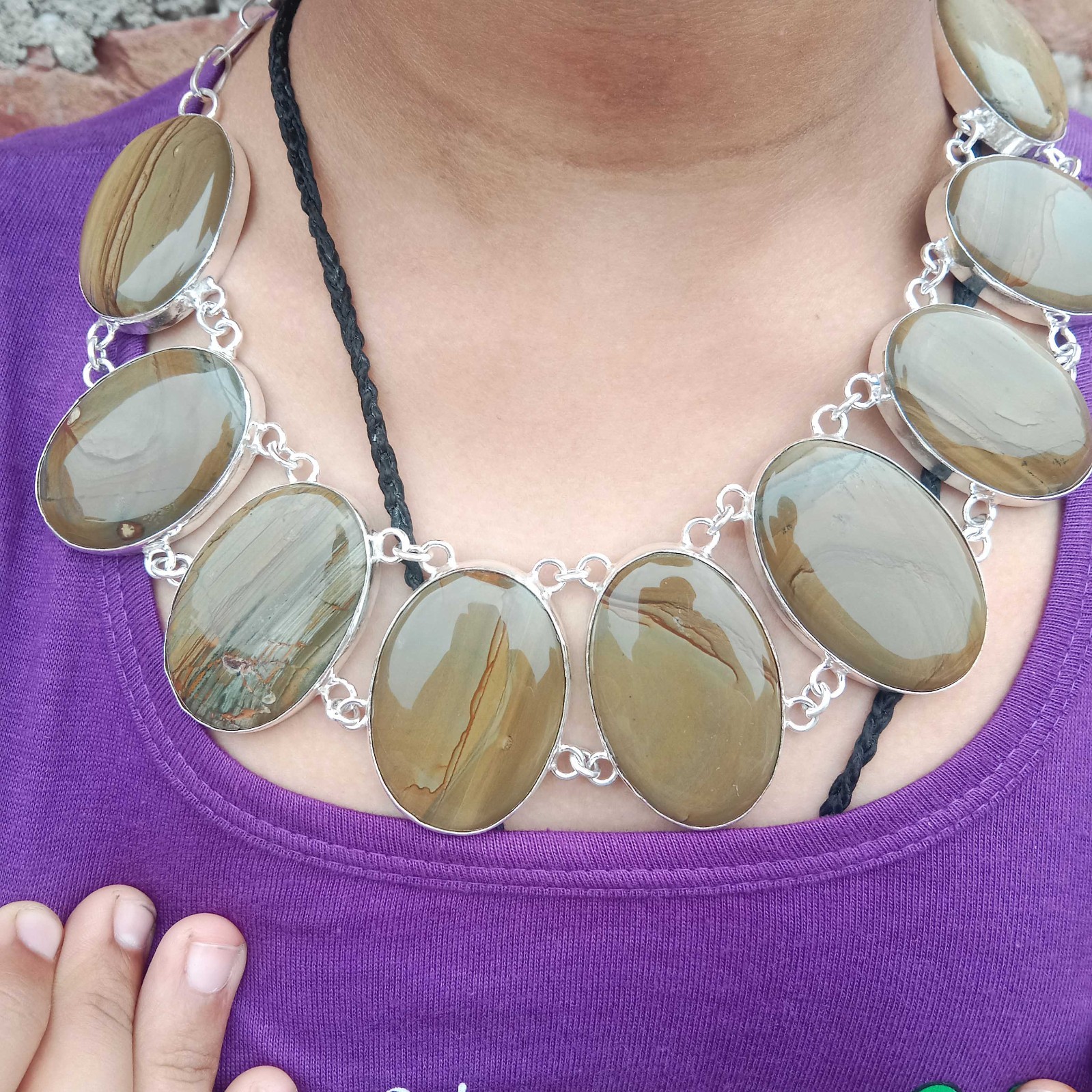 Rough Moss Agate Faceted Silver Necklace Ready To Wear Necklace, Gift Necklace,