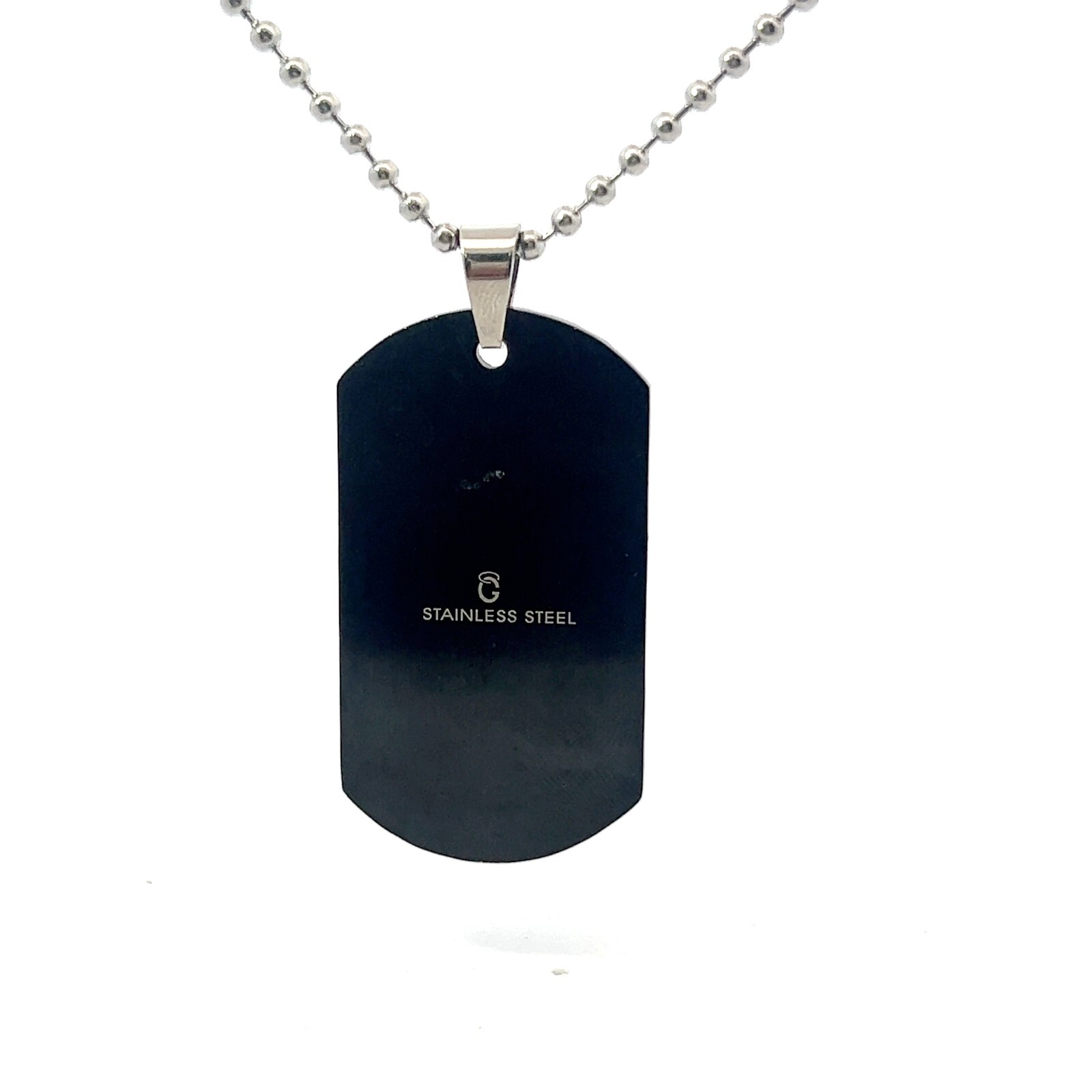 Black Ion Plated Stainless Steel Grid Pattern Dog Tag Pendant 1″ x 2″