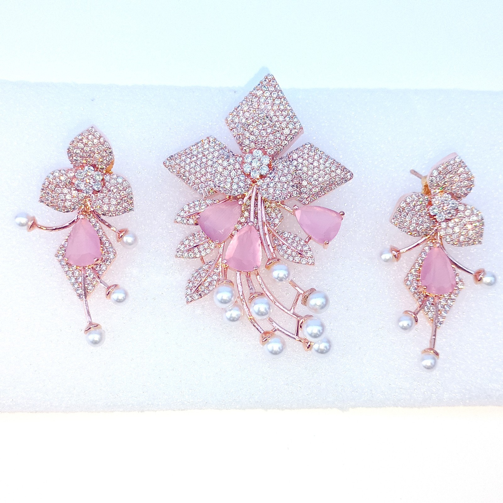 Multi Stone & Cubic Zirconia Pendant -Stud, Wedding Gift, South Indian Jewelry