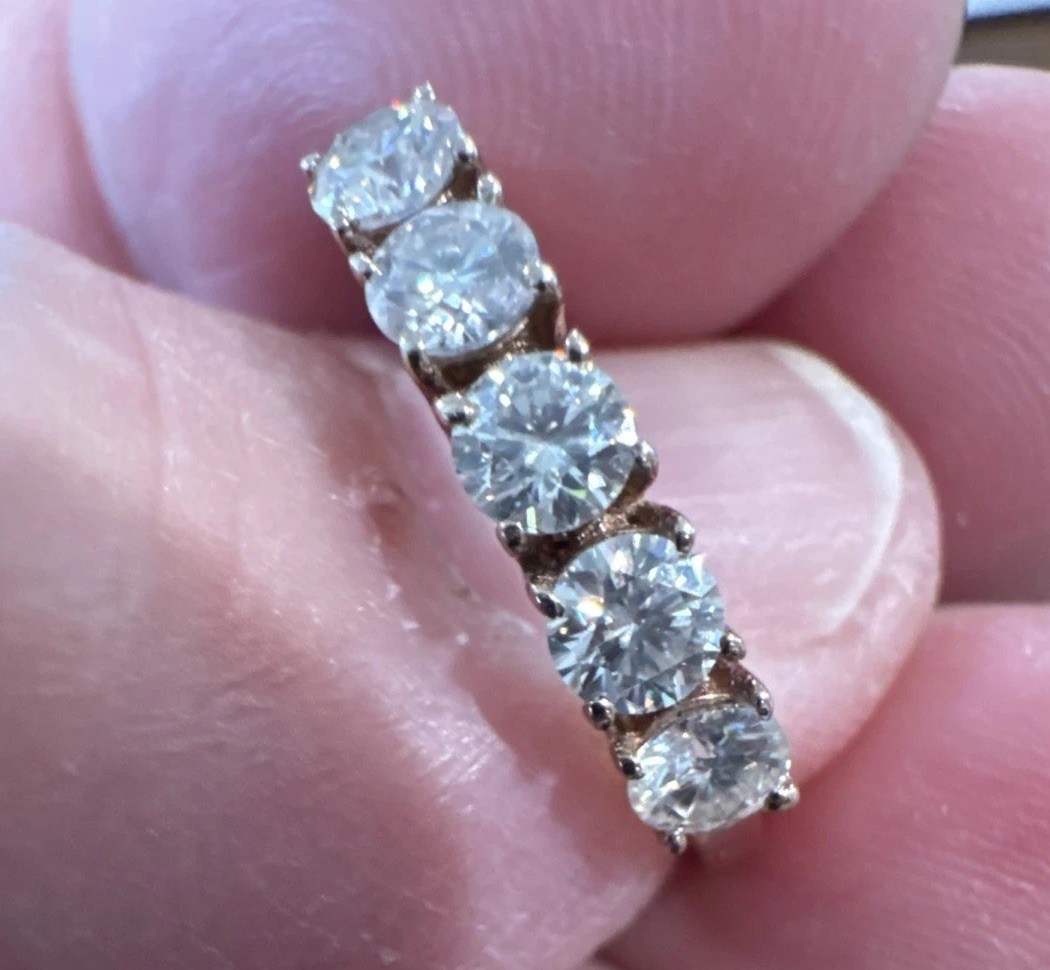 Lab Created Moissanite Ring, 5 Stone Pavé, In 18K Rose Gold Plated -Sz 8