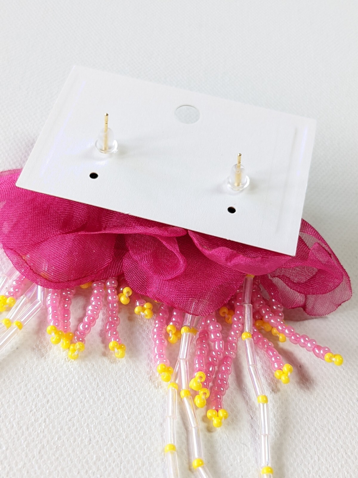 Summer Beach Flower Beaded Earrings Chiffon Multi-colored Stud Casual