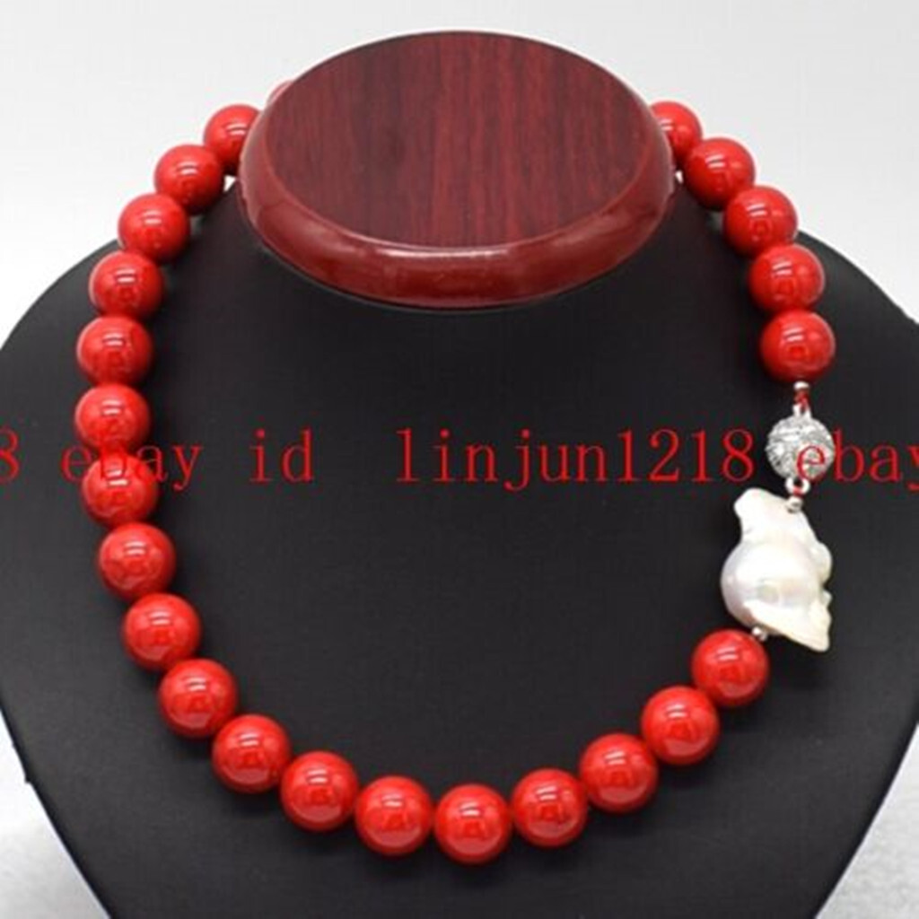 Rare Huge 14mm Amethyst Aquamarine Gemstone White Baroque Pearl Necklace 18 in