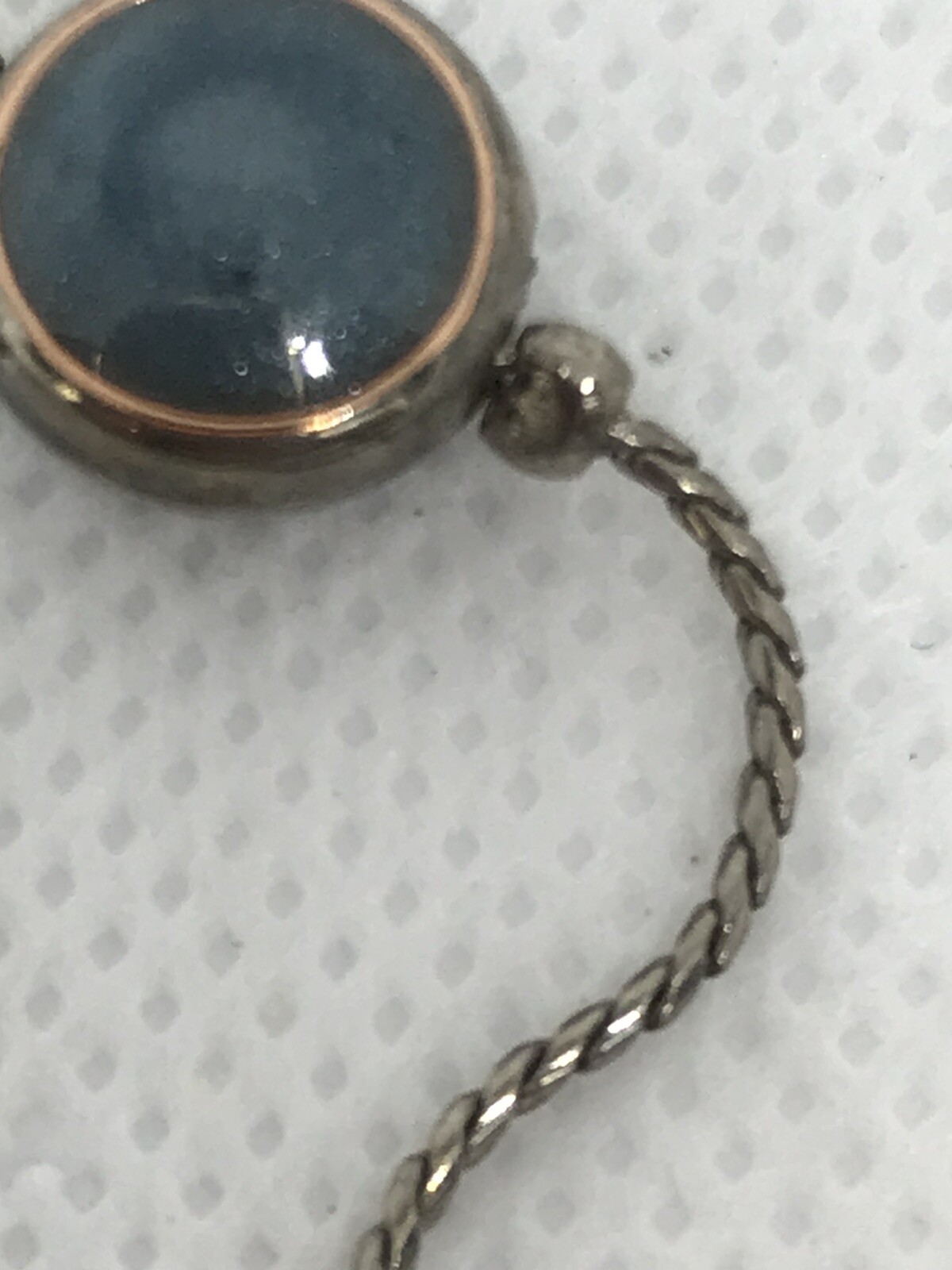 Silvertone and Blue Circle 30″ Clasp Necklace Strand String