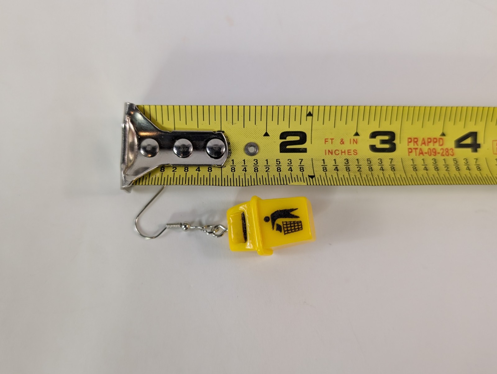 3D Yellow Black Trashcan Silver Tone Hook Dangle Drop Pierced Earrings Novelty