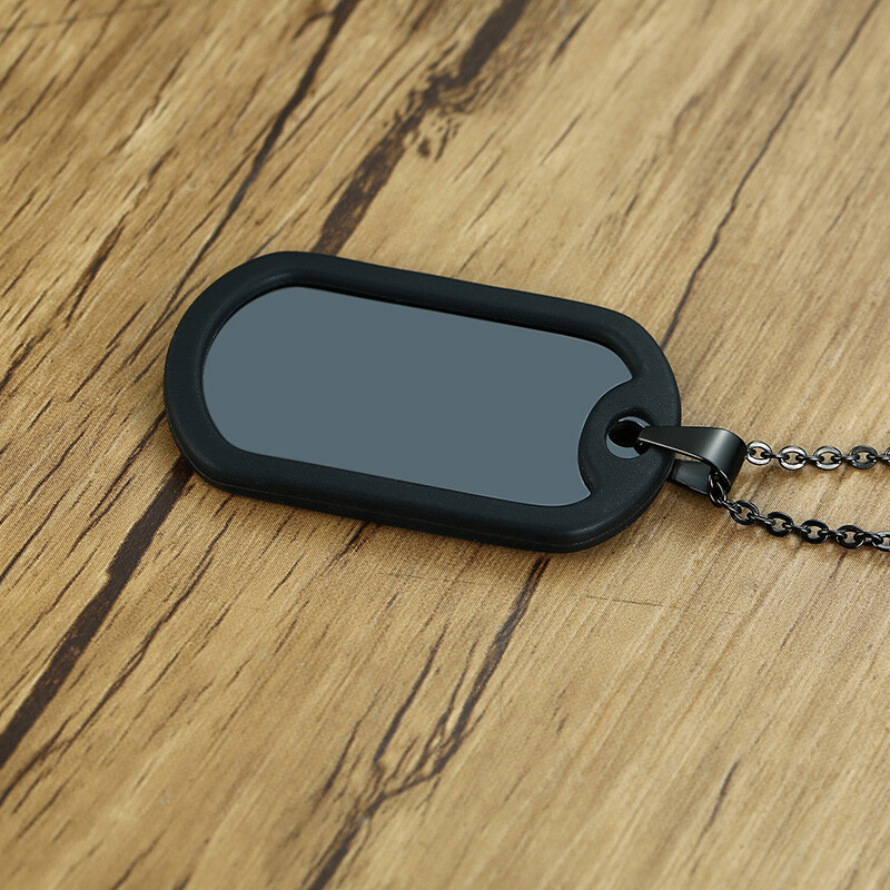 Personalized ID Name Military Dog Tags w/ Silicone Silencer Men Necklace Pendant
