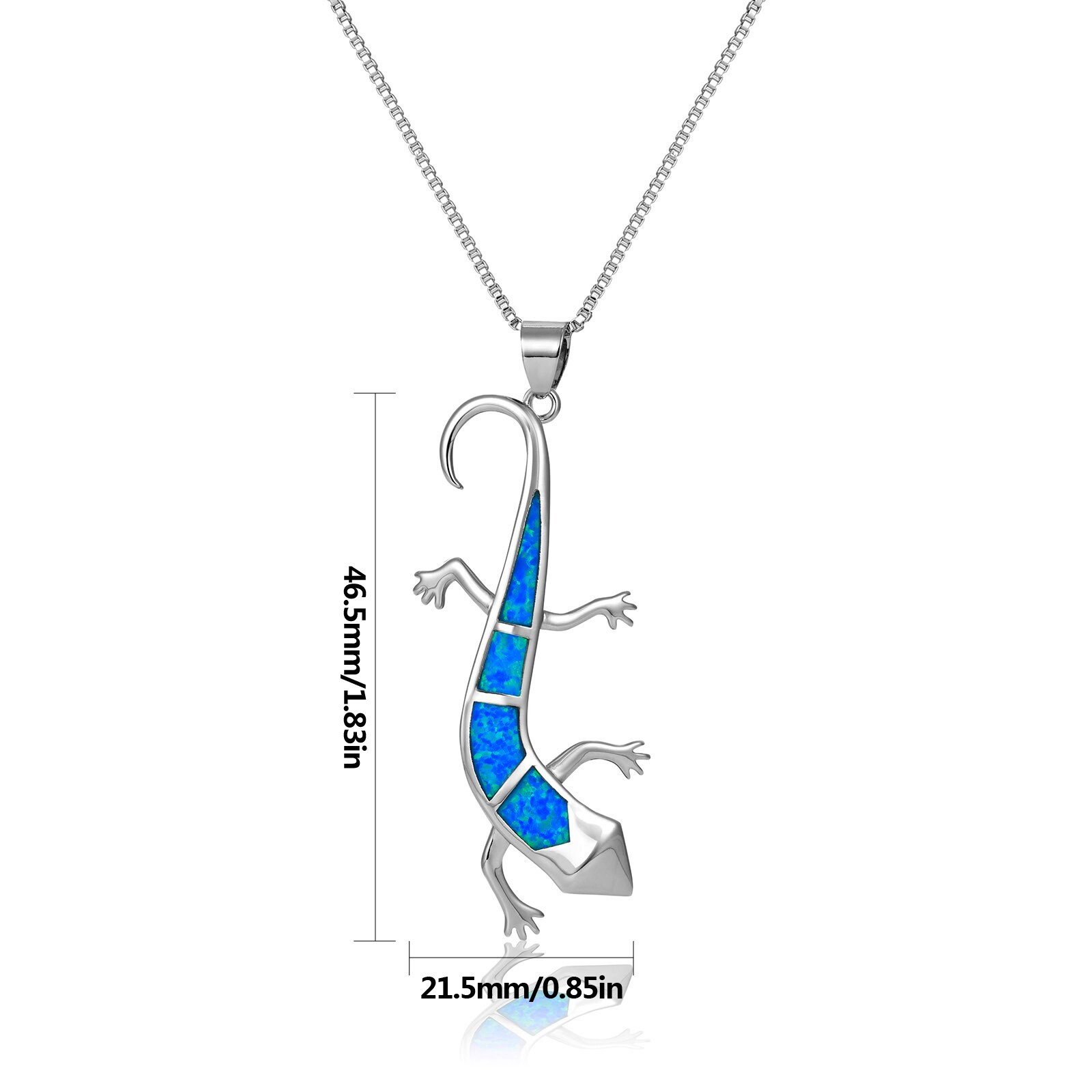 Hawaii Blue Fire Opal Lizard Necklace pendants Silver Filled For Women Girls