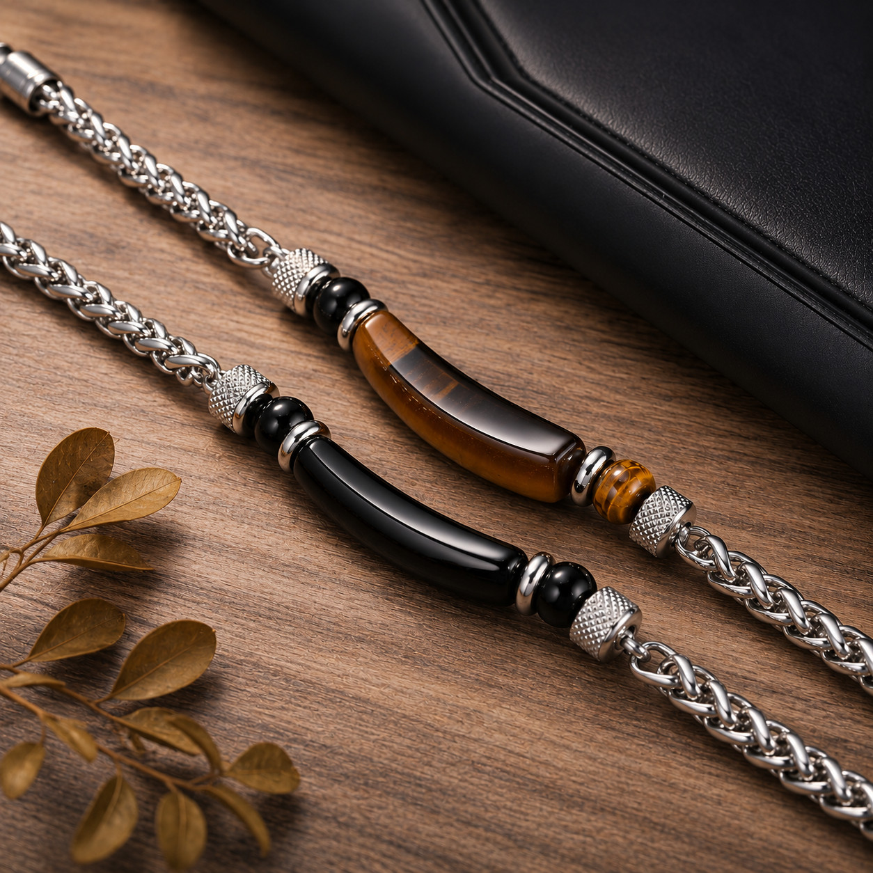 AmorVante Stainless Steel Bracelet Men Women Luxury Stone Chain Bracelet Gift