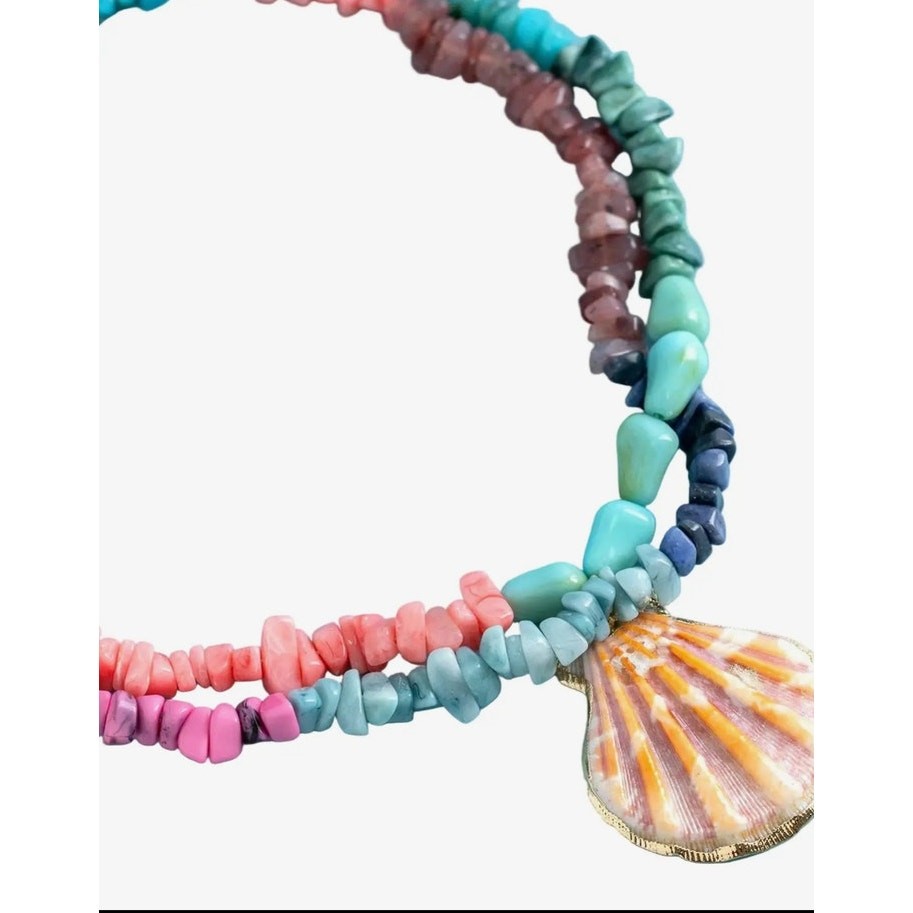 Coral Mirage Shell Pendant Necklace