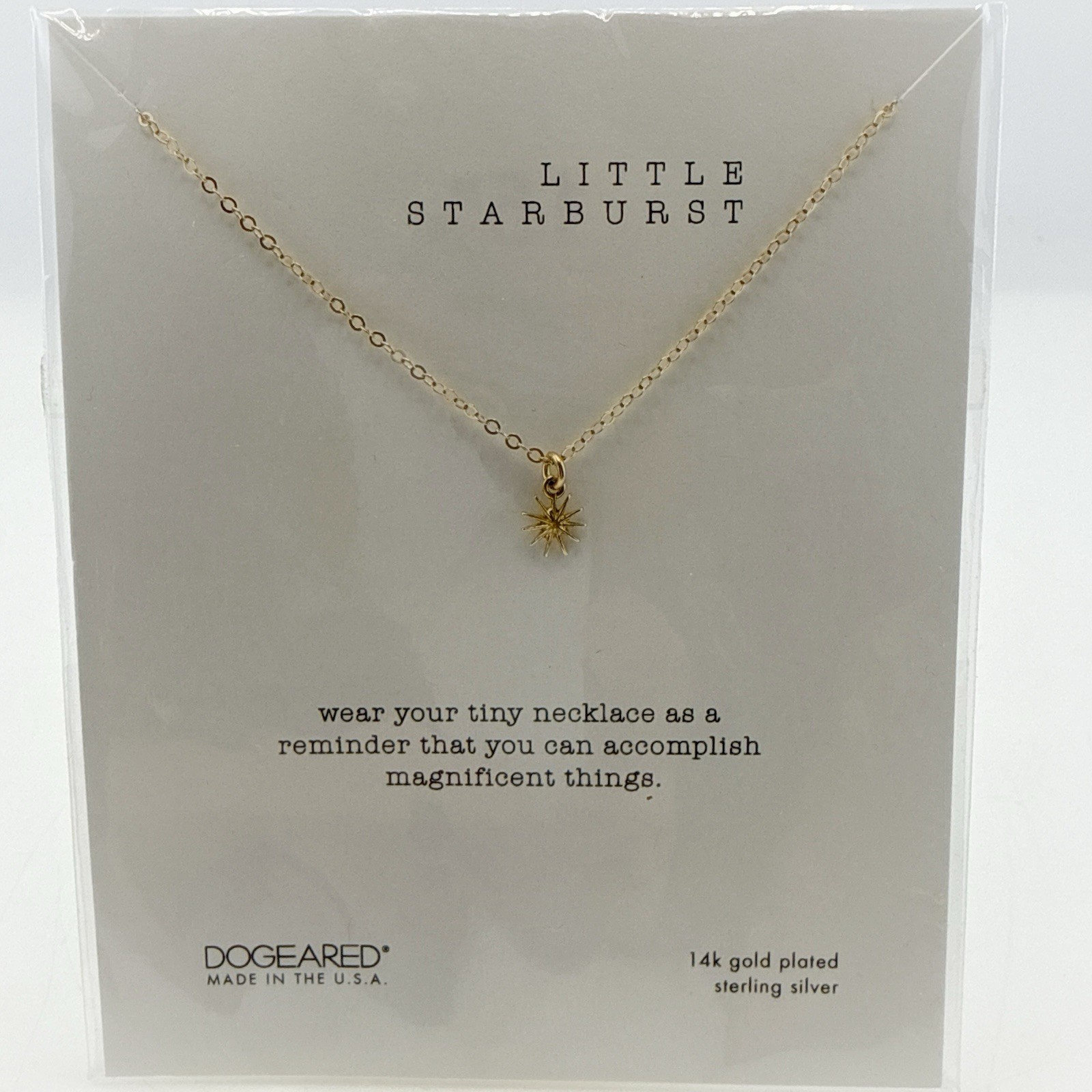 Dogeared Necklace Starburst 14K YGP over Sterling Silver Dainty Celestial NEW