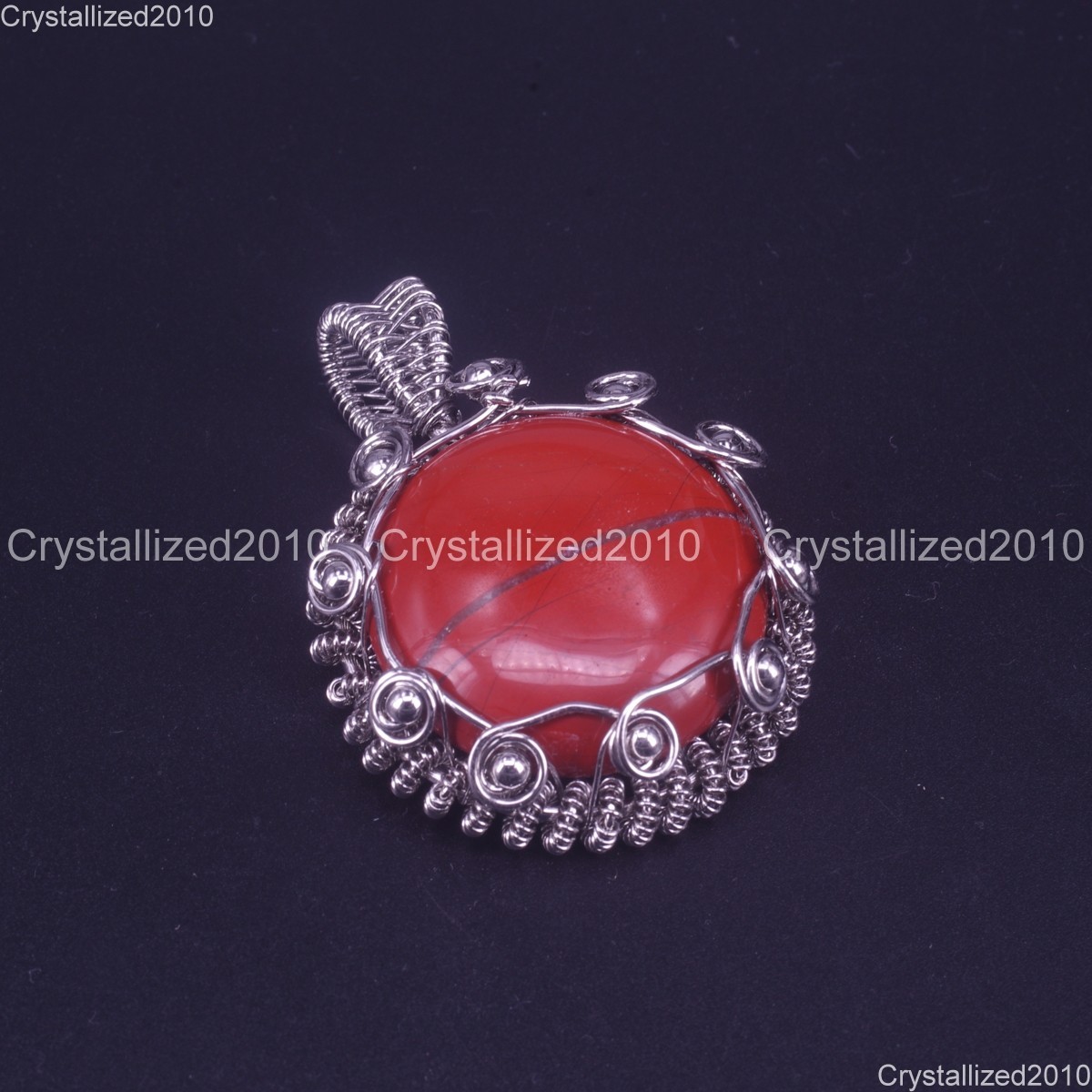 Natural Gemstone Hand Wrap Round Chakra Healing Pendant Beads Silver 35x49mm