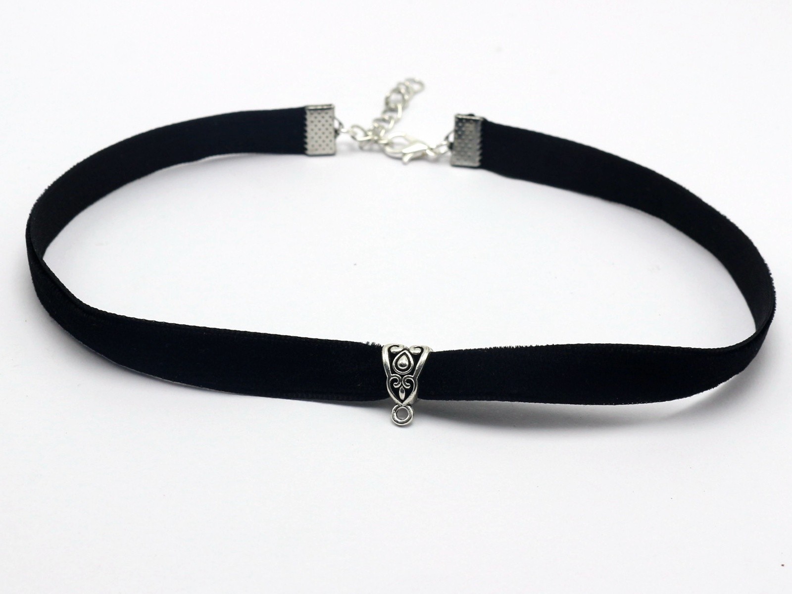 10pcs Black Velvet Classic Choker Necklace with Bails for Pendants Chain Collar