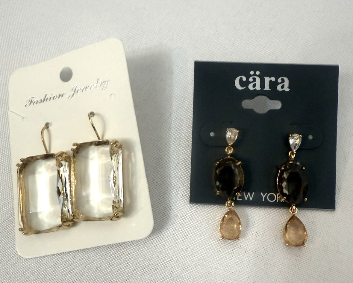 34 Pairs Gold Tone Pierced Earrings Various Styles Sizes