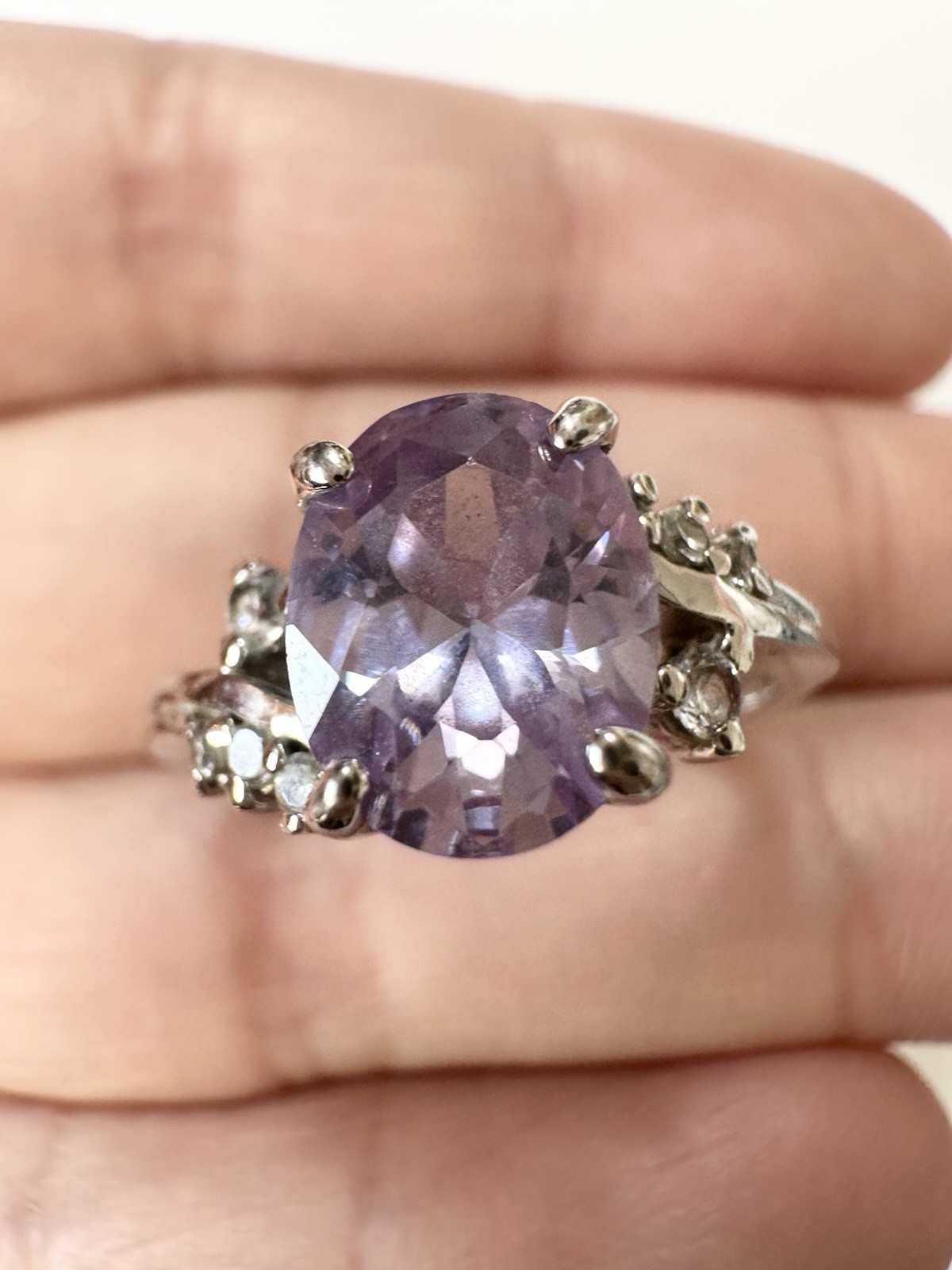 18k Gold Plated Purple Clear Stone Ring Size 7