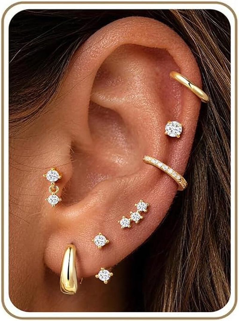 Gold Earrings for Women, 14K Gold Plated Chunky Hoop Earrings Hypoallergenic Car